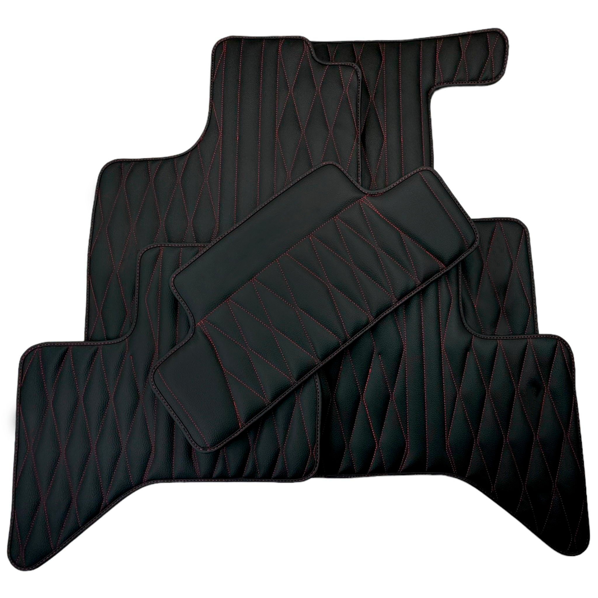 Leather Floor Mats for Lexus IS 300H (2014-2022) with Red Stitching