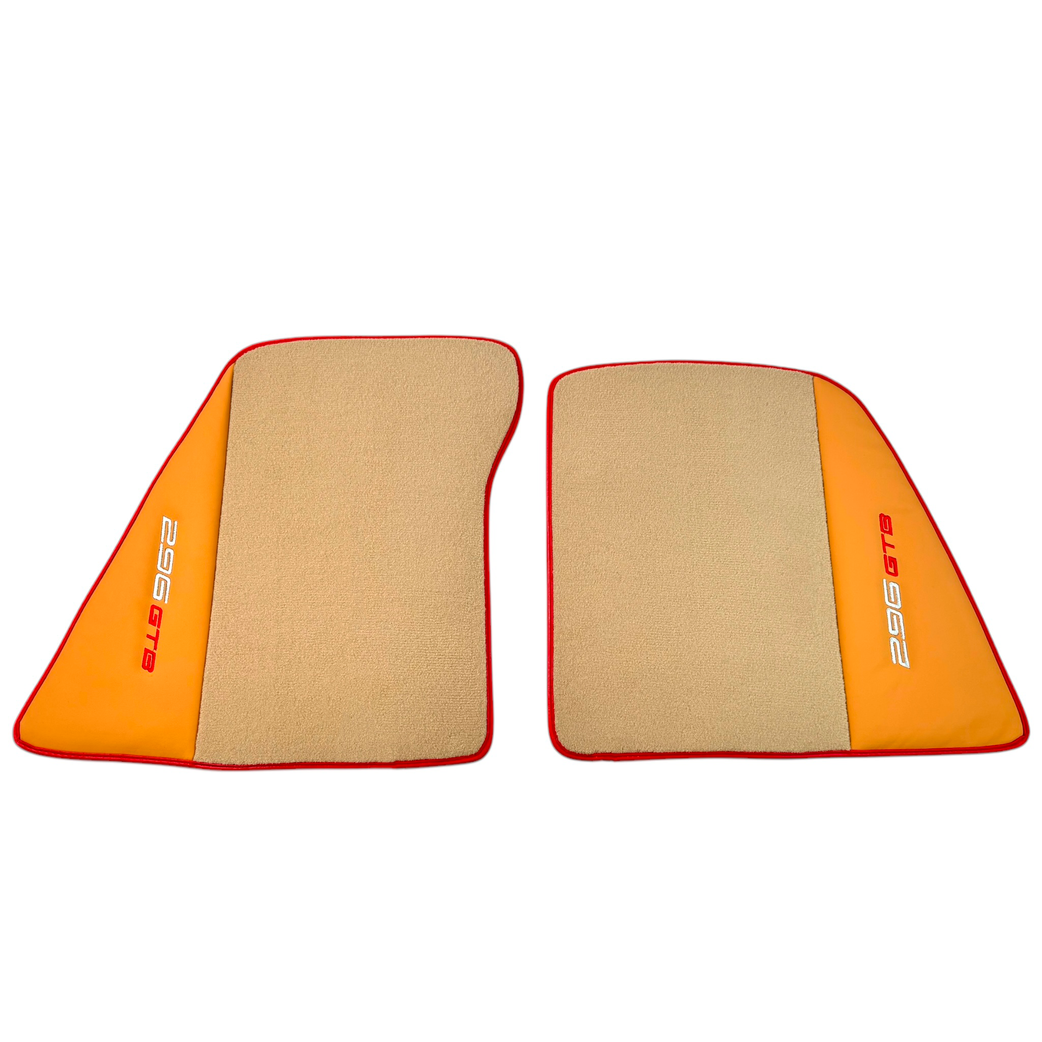 Beige Floor Mats for Ferrari 296 GTB (2022-2024) with Beige Nappa Leather | Red Trim