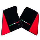 Black Floor Mats for Ferrari 296 GTS with Red Alcantara Borders | Italian Edition