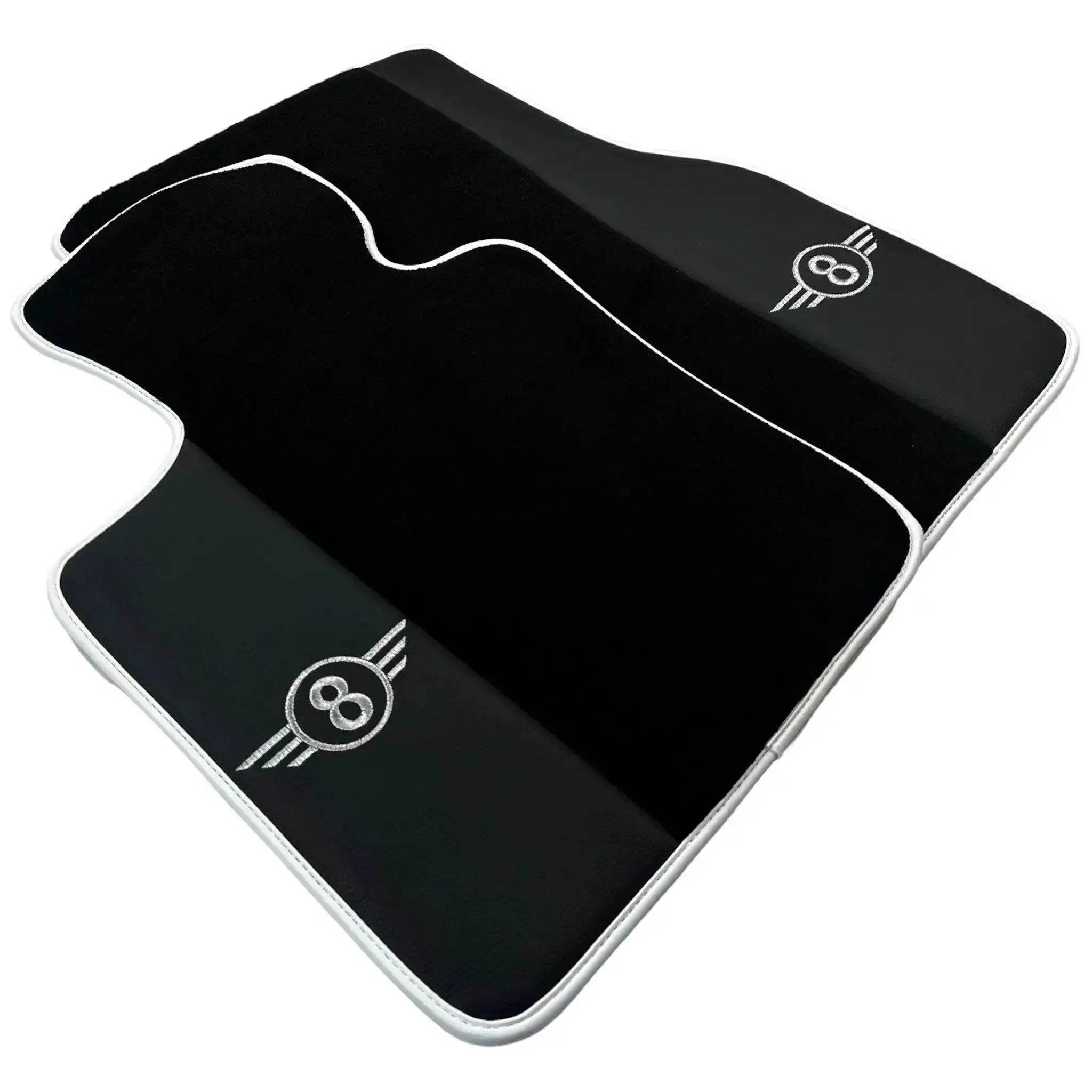 Black Floor Mats for Mini Cabrio R56 Convertible (2009-2016) with Leather | White Trim