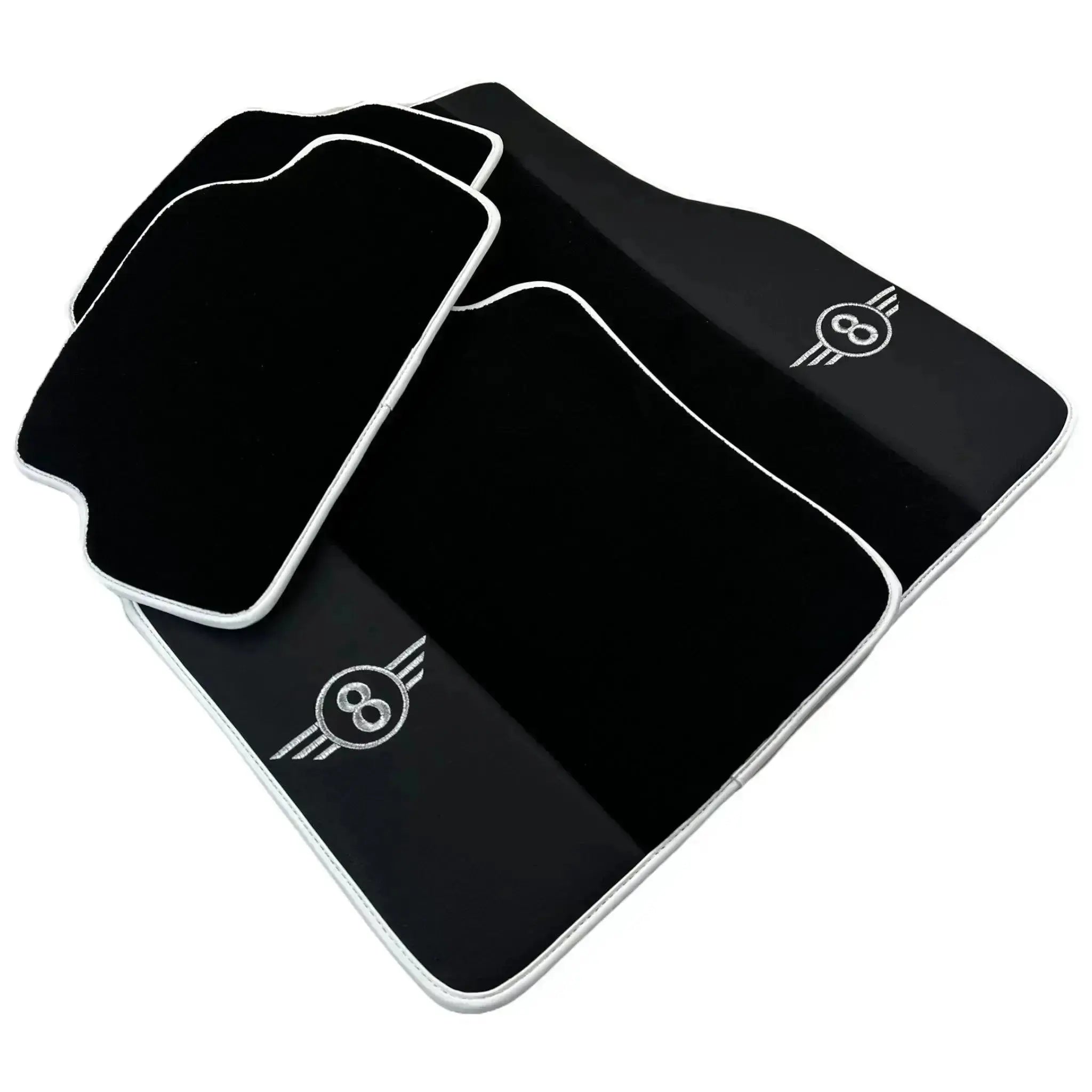 Black Floor Mats for Mini Clubman F54 (2019-2023) with Leather | White Trim