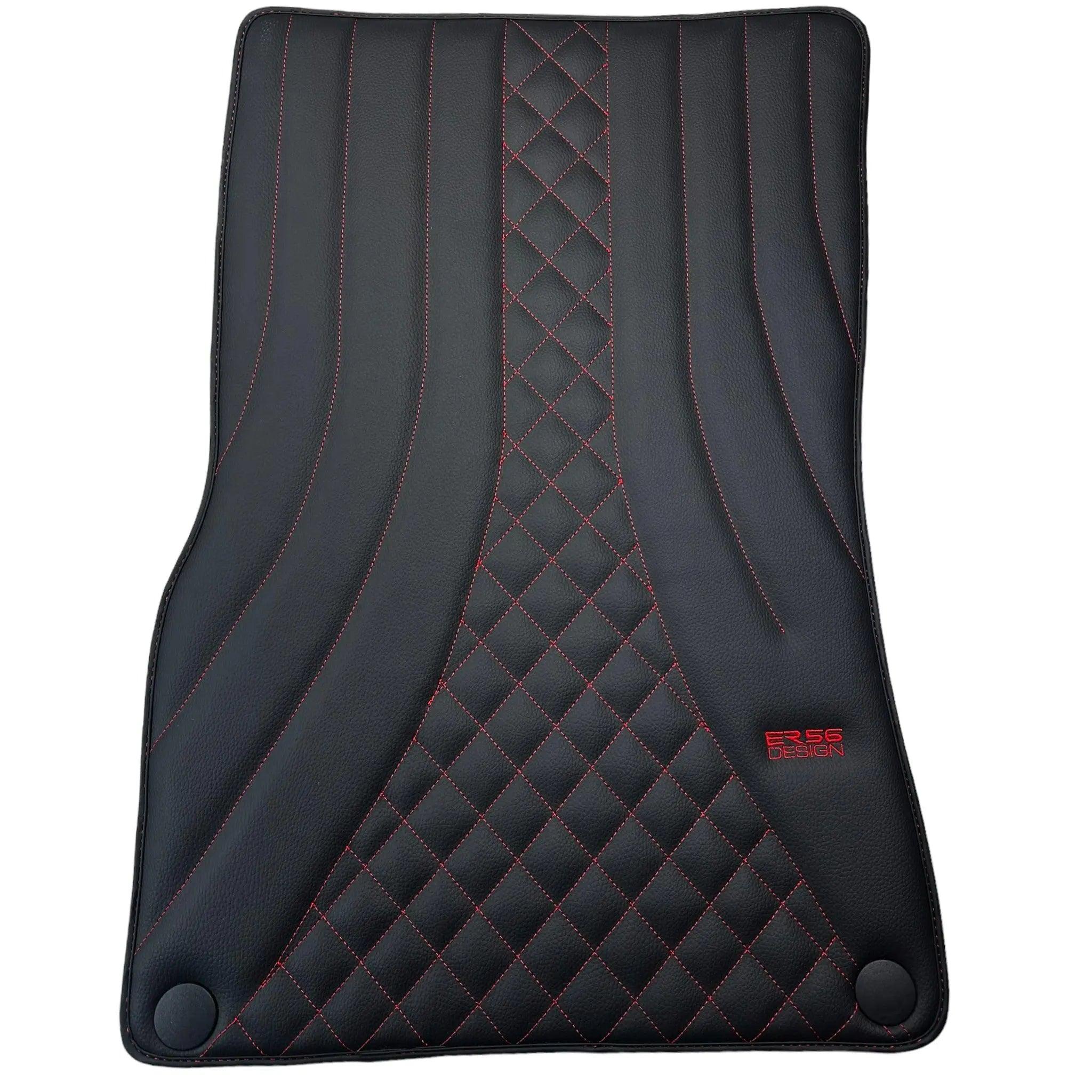 Black Leather Floor Mats For Mercedes Benz C-Class A205 Convertible (2016-2018) | ER56 Design - AutoWin