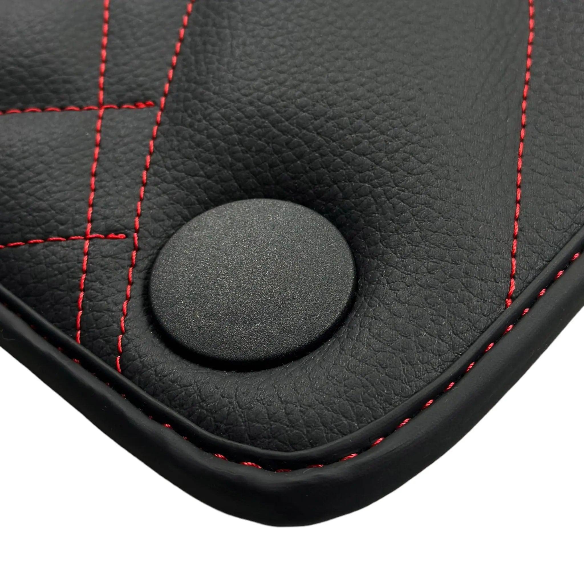 Black Leather Floor Mats For Mercedes Benz C-Class C205 Coupe Facelift (2018-2023) | ER56 Design - AutoWin