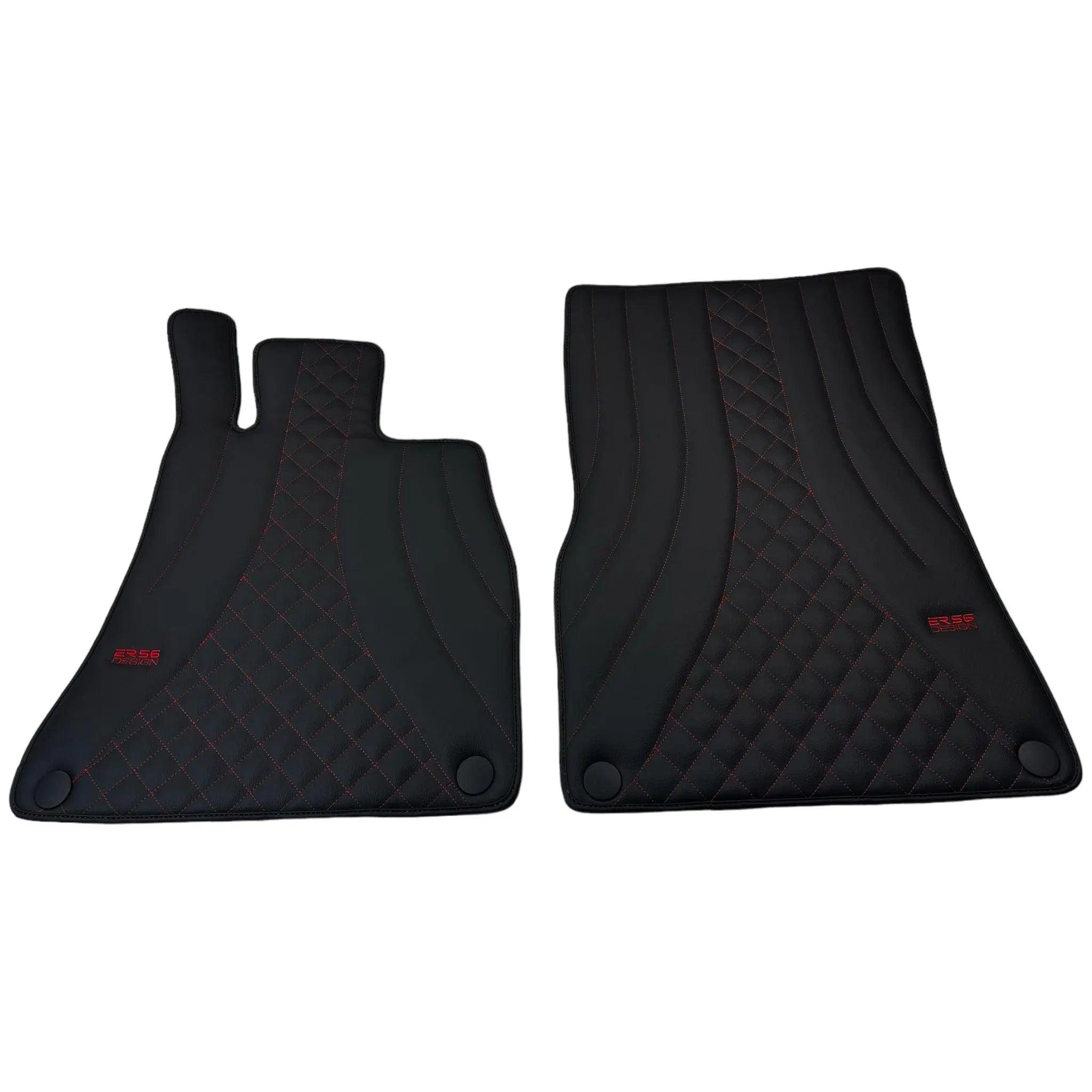 Black Leather Floor Mats For Mercedes Benz C-Class C205 Coupe (2015-2018) | ER56 Design - AutoWin