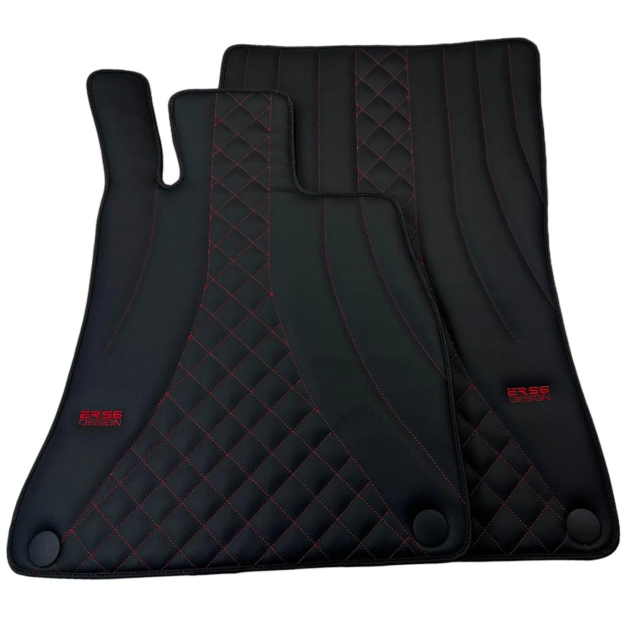 Black Leather Floor Mats For Mercedes Benz C-Class S203 Estate (2001-2007) | ER56 Design - AutoWin