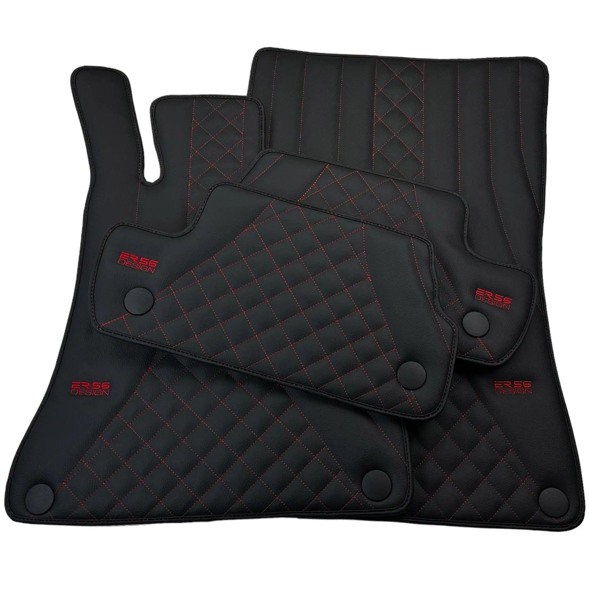 Black Leather Floor Mats For Mercedes Benz C-Class W203 Sedan (2000-2007) | ER56 Design - AutoWin