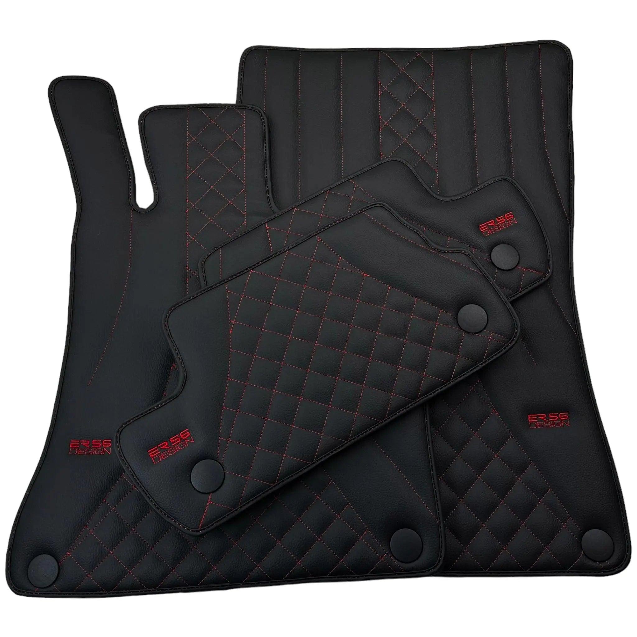 Black Leather Floor Mats For Mercedes Benz CLS-Class C219 (2004-2010) | ER56 Design - AutoWin