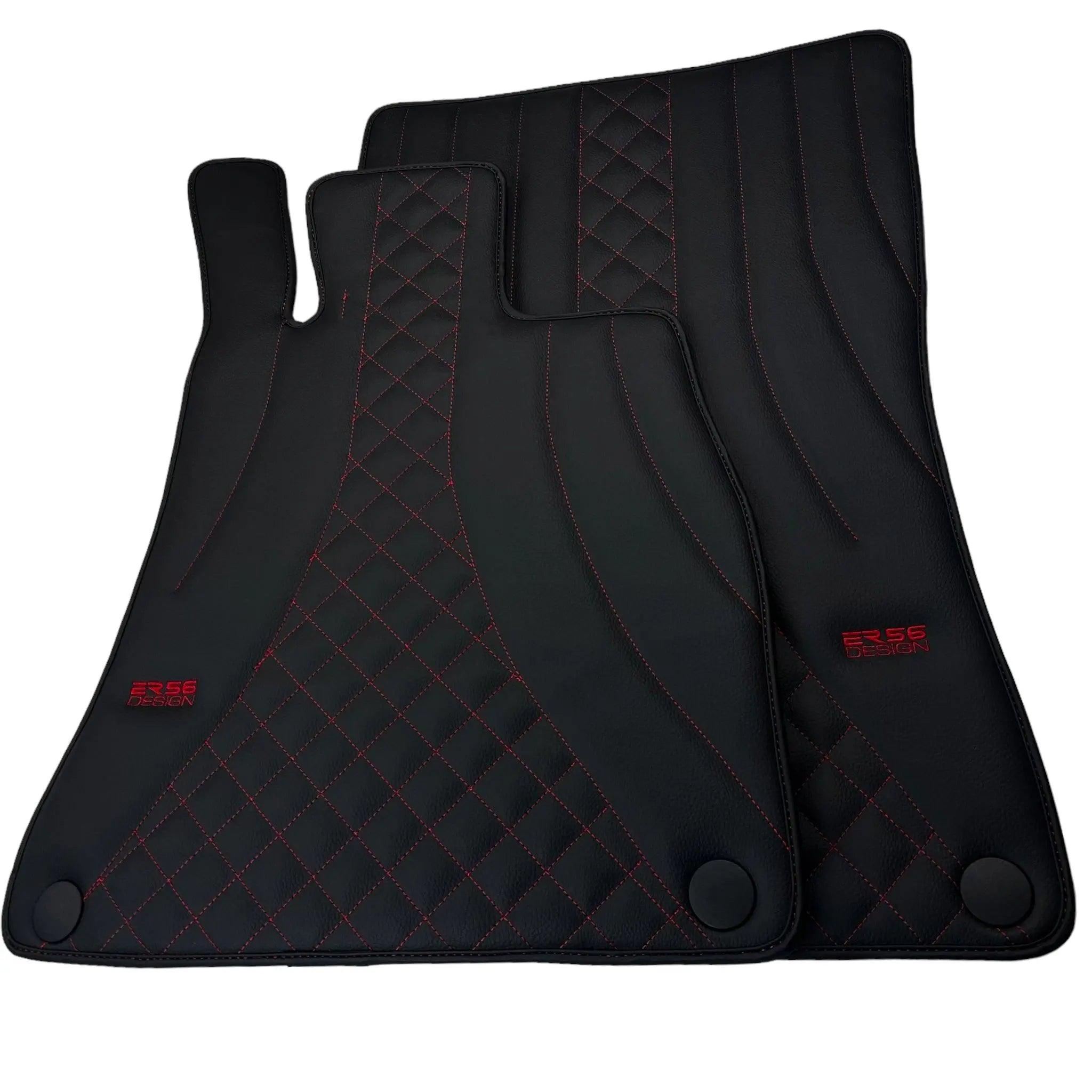 Black Leather Floor Mats For Mercedes Benz CLS-Class C219 (2004-2010) | ER56 Design - AutoWin