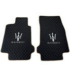 Black Stitched Leather Floor Mats with Logo for Maserati Quattroporte | Beige Trim