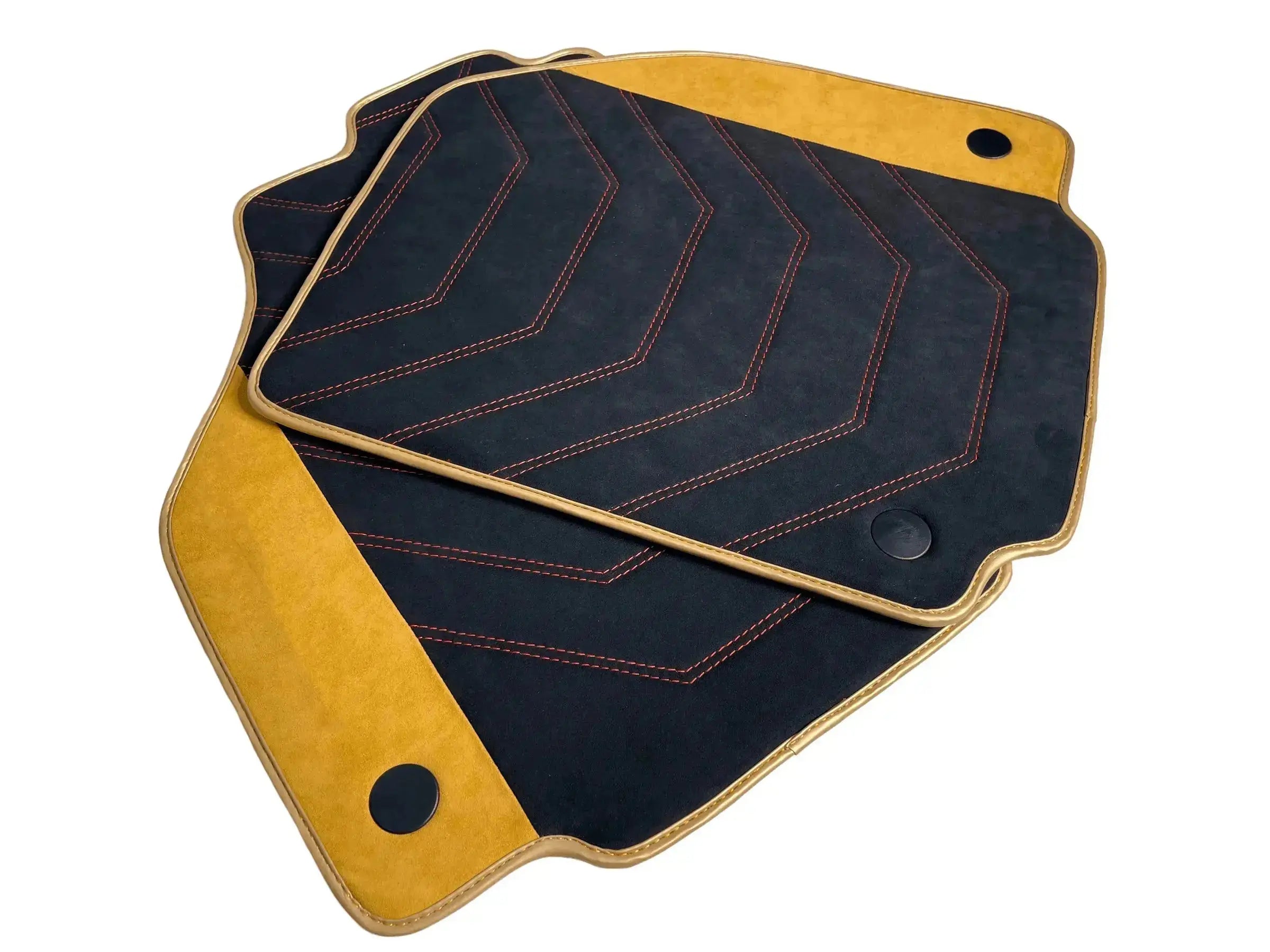 Customizable Black Floor Mats for Ferrari 488 Spider (2016-2022) with Tan Alcantara Leather