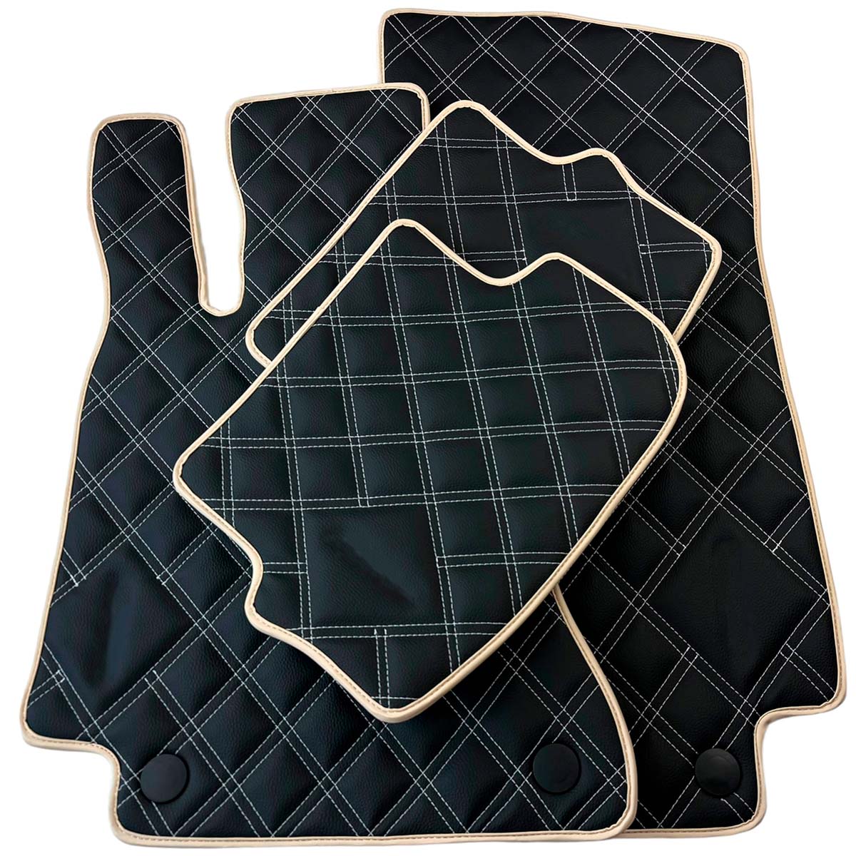 Customizable Black with Beige Trim Floor Mats For Mercedes Benz CLK-Class C208 Coupe (1997-2002) 