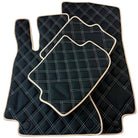 Customizable Black with Beige Trim Floor Mats For Mercedes Benz S-Class C126 Coupe (1981-1991) 