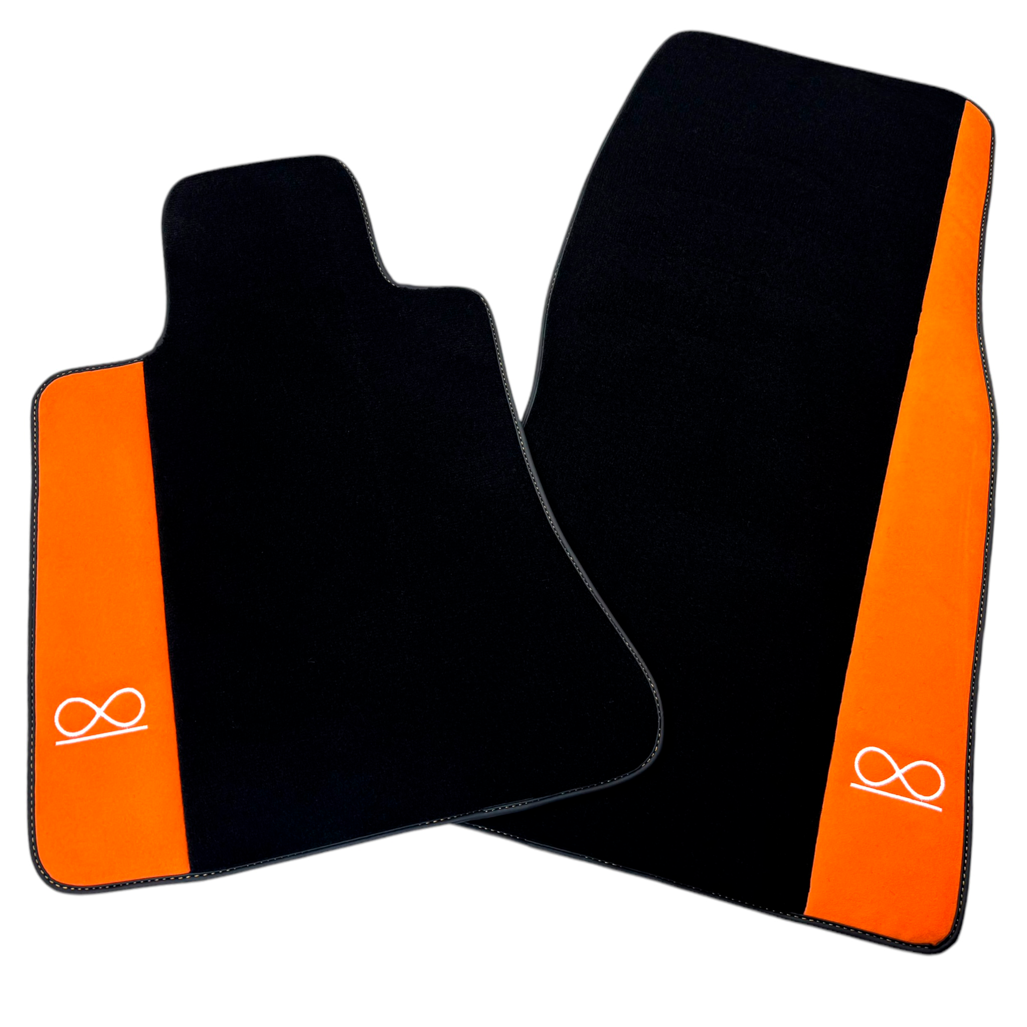 Black Floor Mats for Rolls Royce Black Badge Ghost Series II (2021-2024) with Orange Alcantara