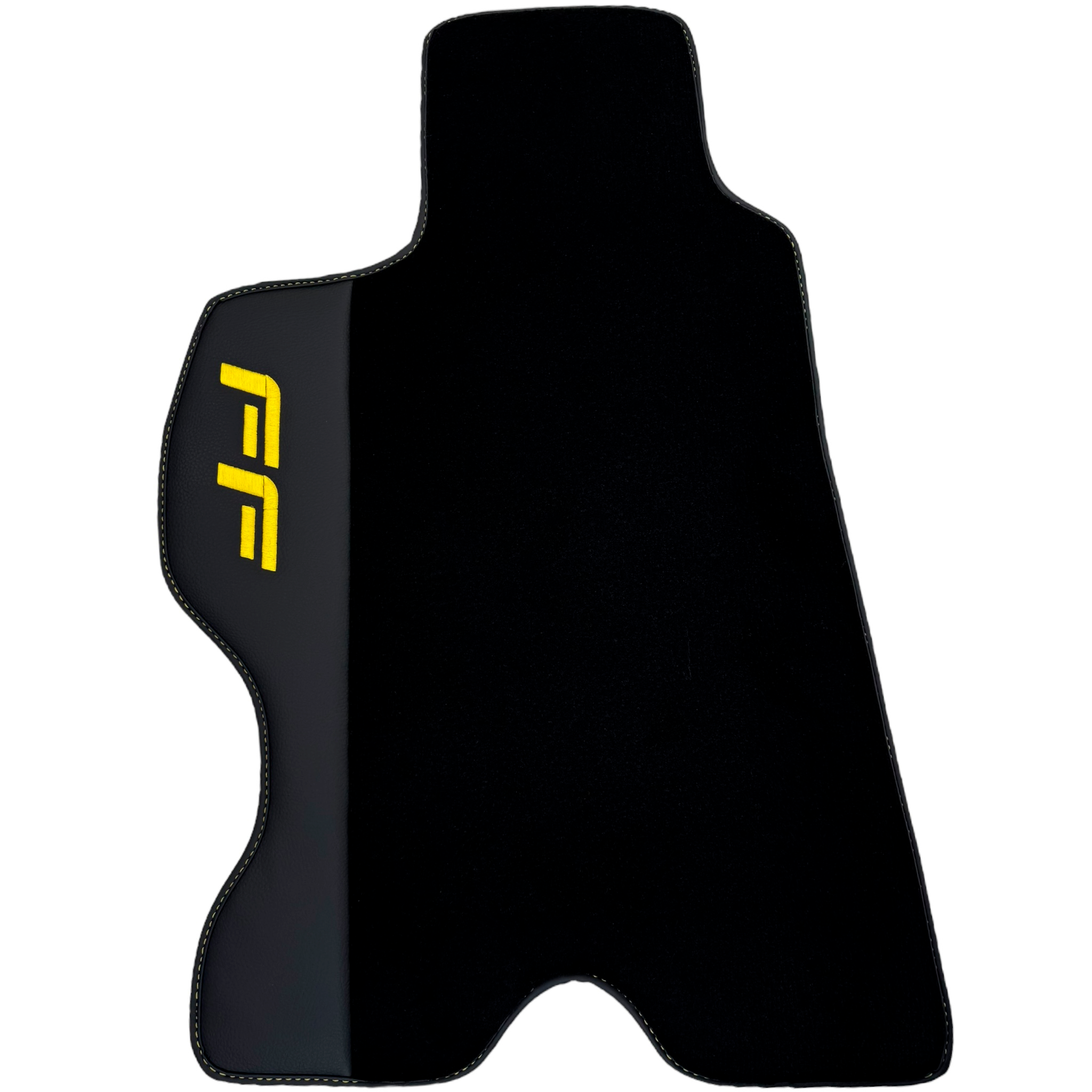 Black Floor Mats for Ferrari FF (2011-2016) with Leather Border | Yellow Edition