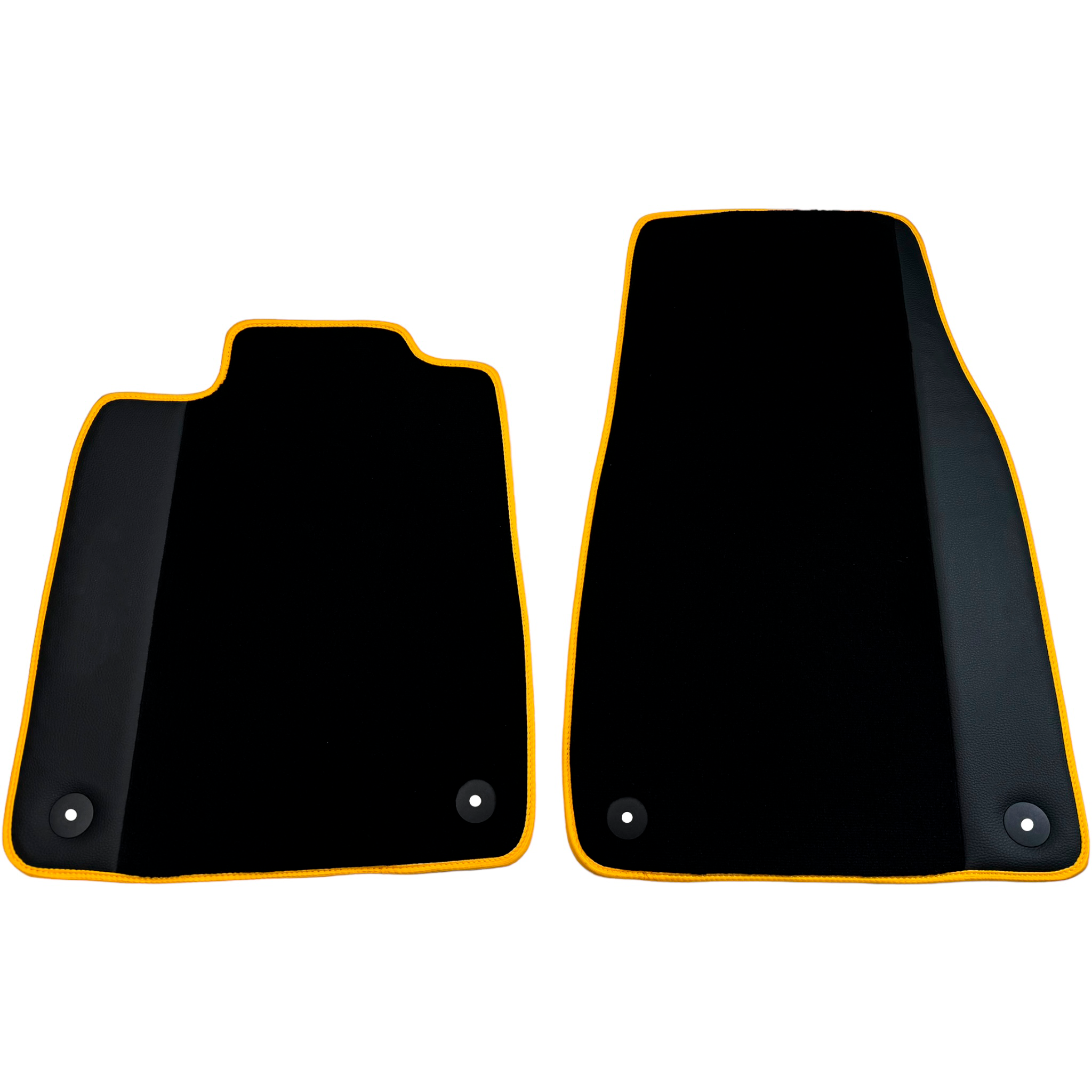 Black Floor Mats for Porsche Taycan (2019-2023) with Yellow Trim