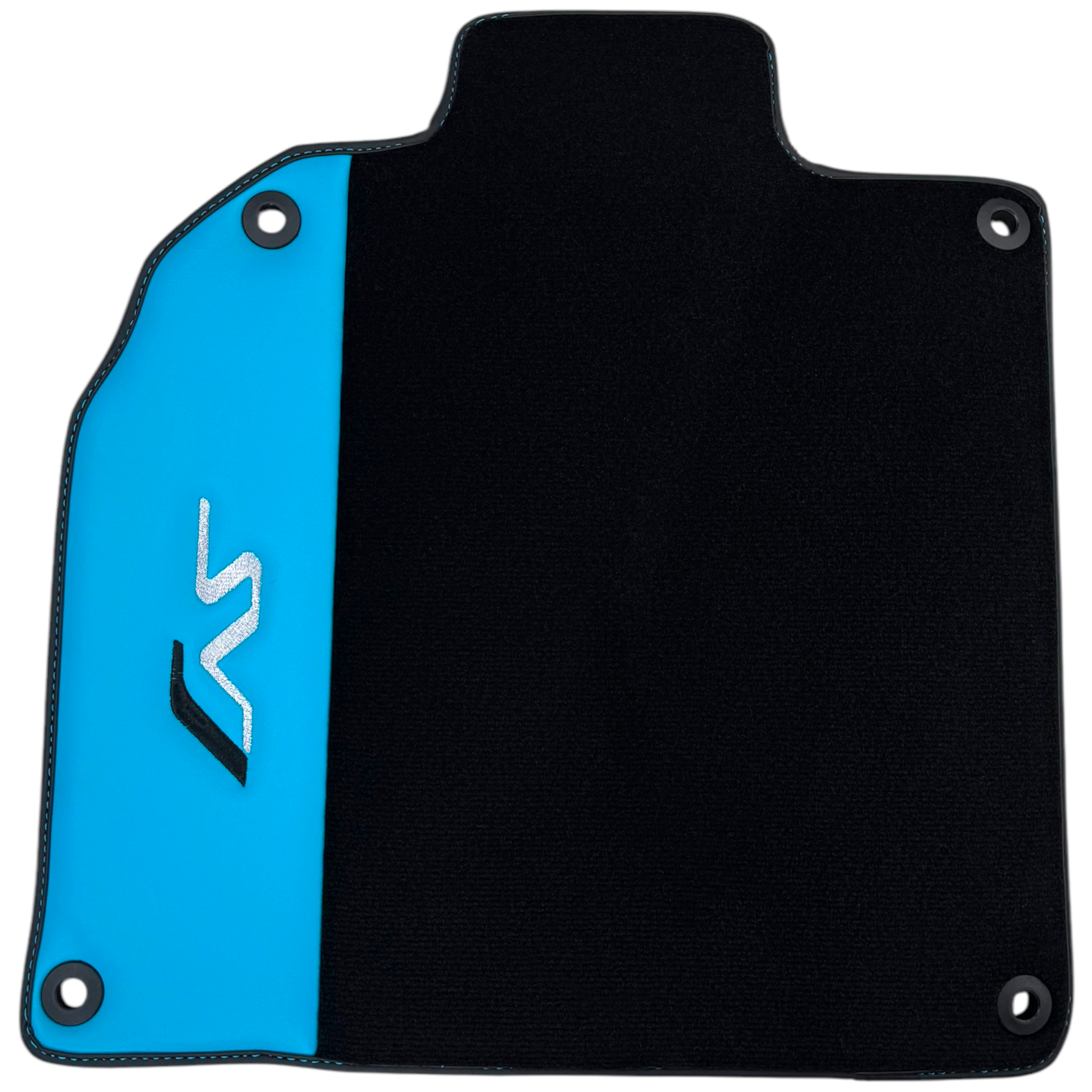 Black Floor Mats for Lamborghini Aventador SVJ with Blue Leather - AutoWin