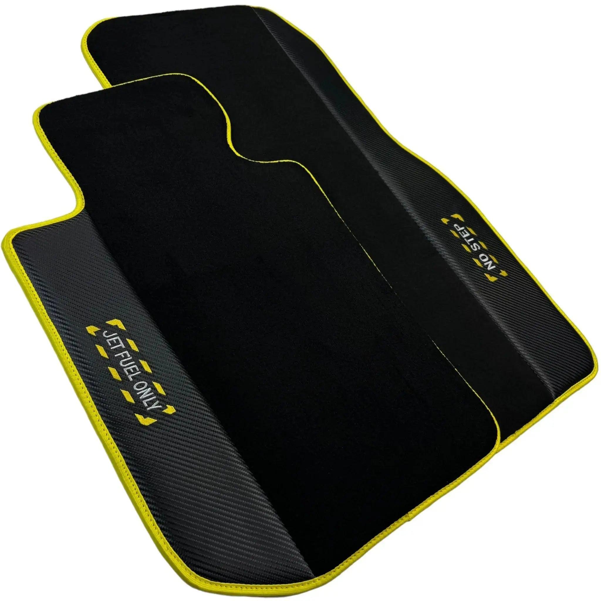 Black Floor Mats For BMW M5 Series F90 | Fighter Jet Edition | Yellow Trim AutoWin Brand - AutoWin