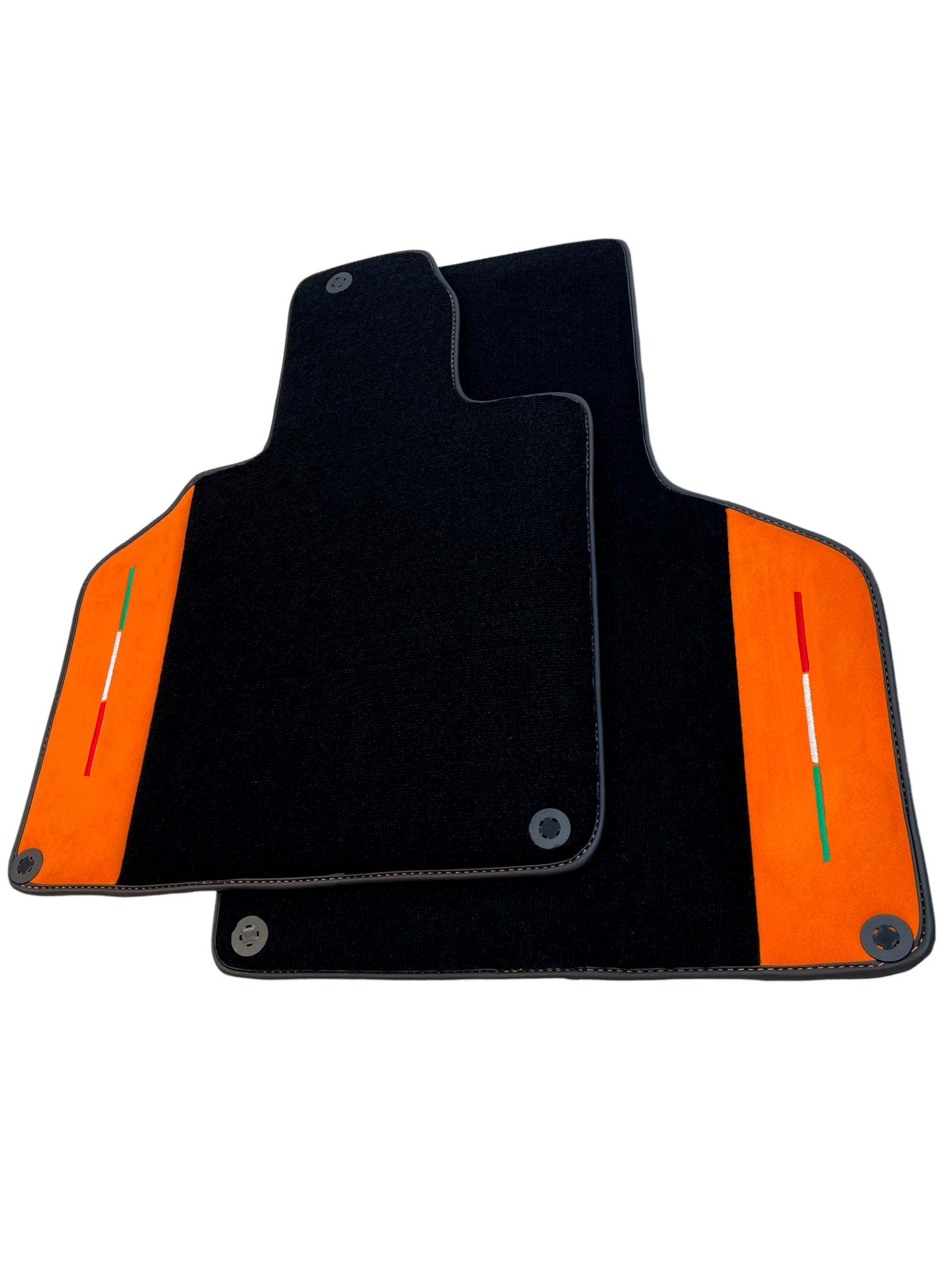 Customizable Black Floor Mats for Lamborghini Gallardo With Orange Alcantara Leather