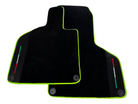 Customizable Black Floor Mats for Lamborghini Huracan with Alcantara Leather Green Trim