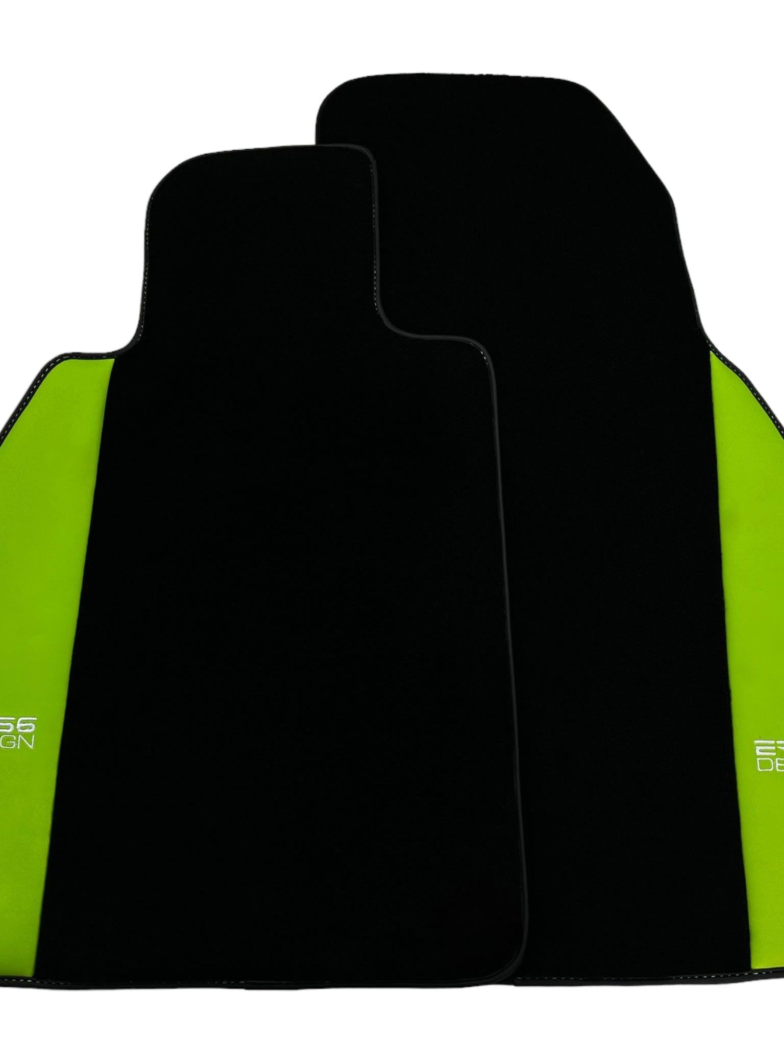 Black Floor Mats for Porsche 981 Cayman (2012–2016) with Green Leather ER56 Design - AutoWin