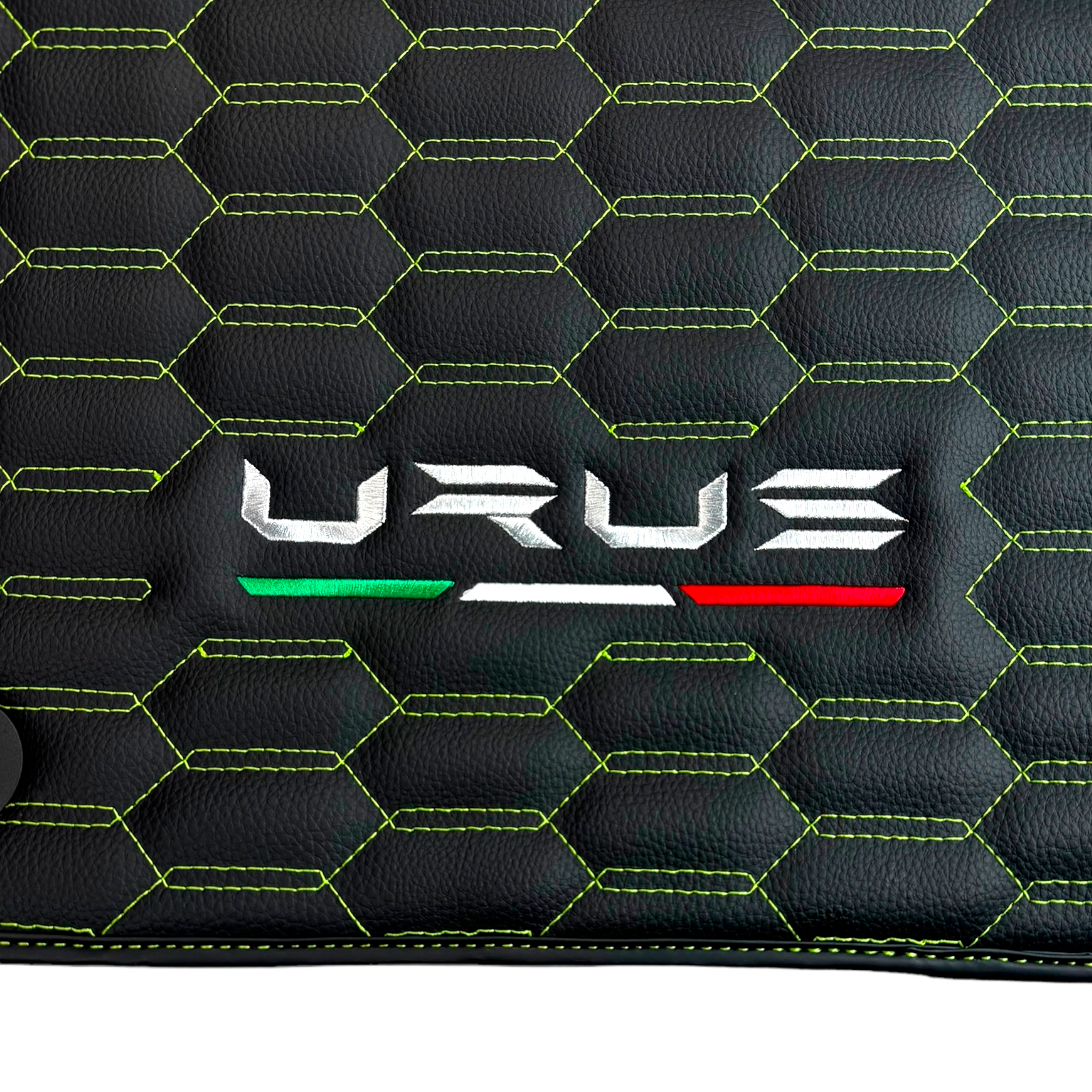 Customizable Leather Floor Mats for Lamborghini Urus with Green Stitching - AutoWin