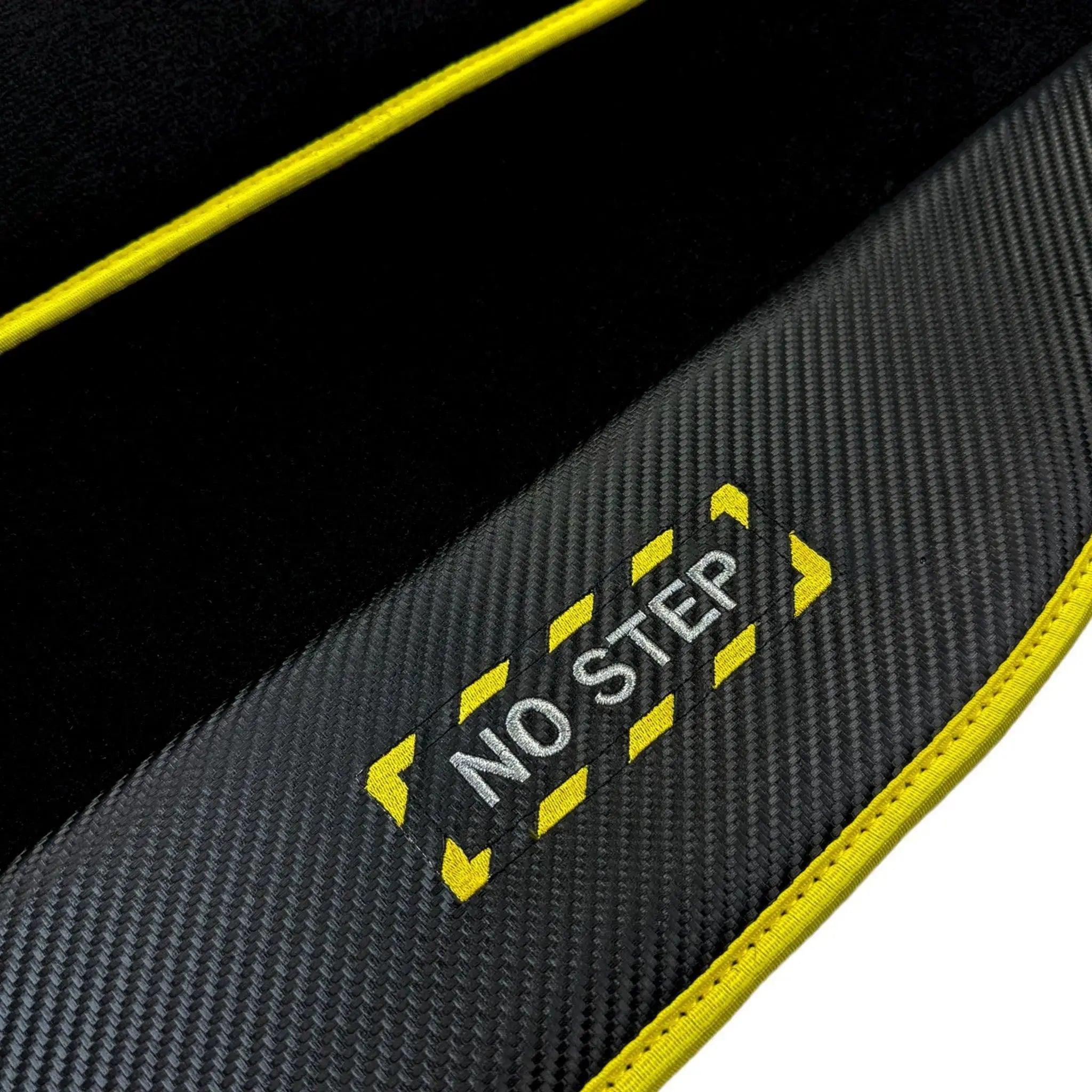 Black Mats For BMW 6 Series E24 Coupe | Fighter Jet Edition | Yellow Trim - AutoWin