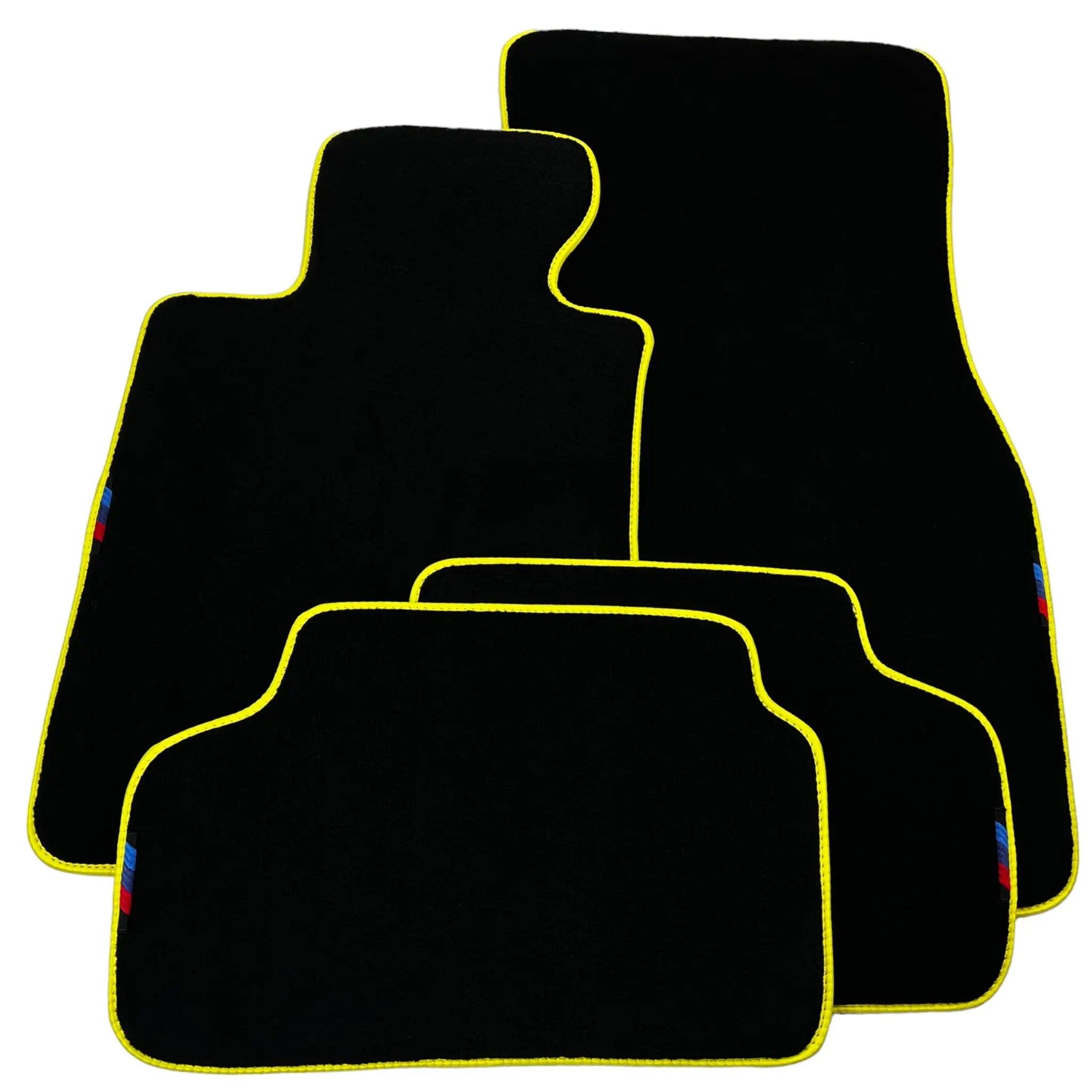 Black Mats For BMW 6 Series E24 Coupe | Yellow Trim - AutoWin