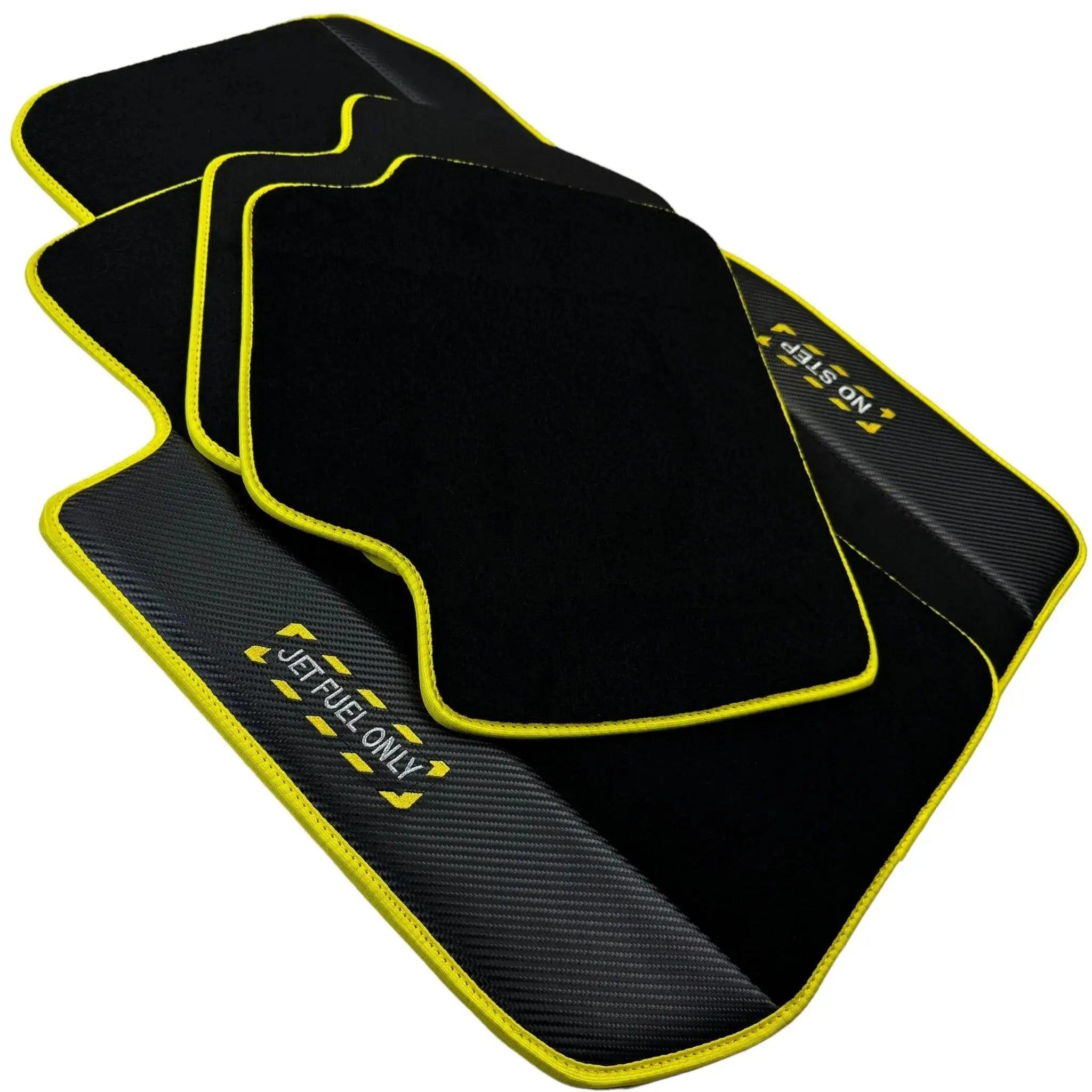 Black Mats For BMW 6 Series E64 Convertible | Fighter Jet Edition | Yellow Trim - AutoWin