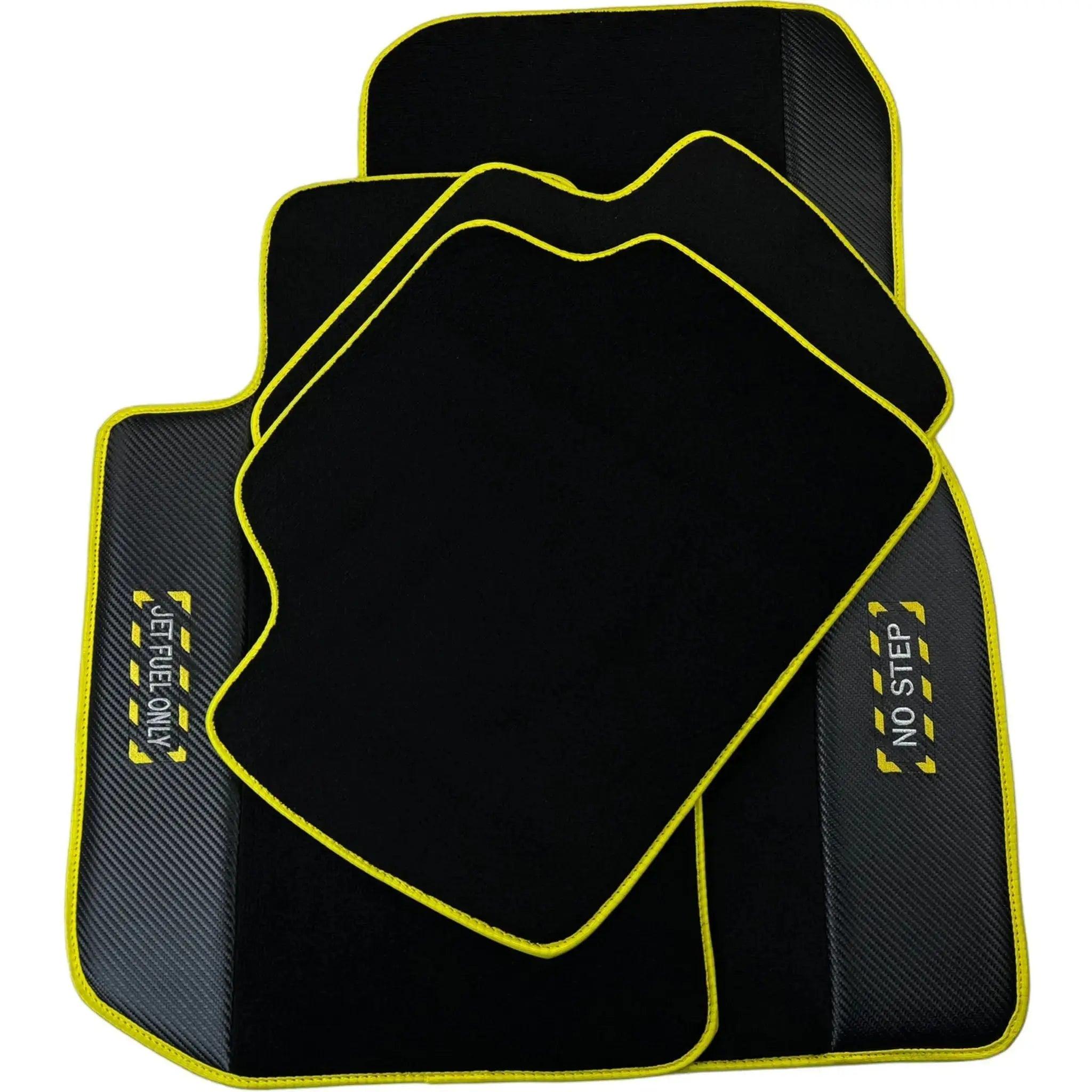 Black Mats For BMW 6 Series F13 2-door Coupe | Fighter Jet Edition | Yellow Trim - AutoWin