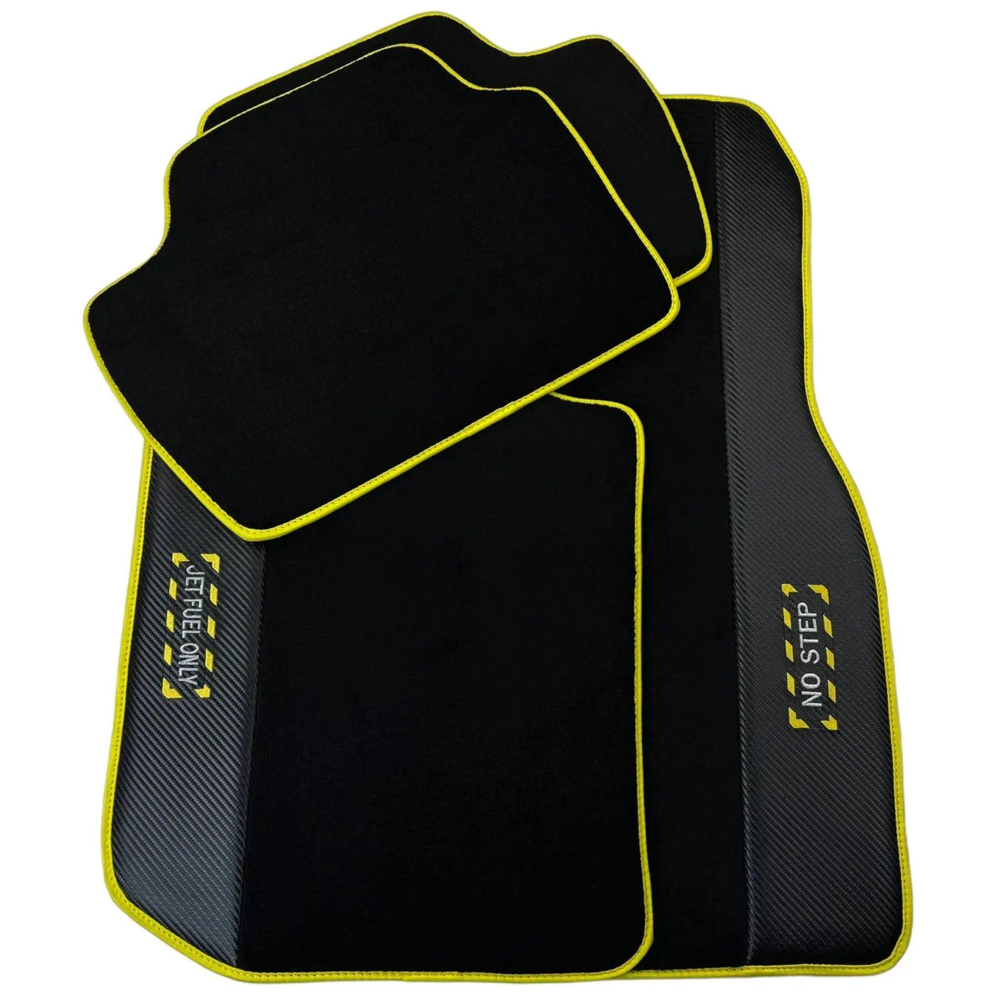 Black Mats For BMW M6 E64 Convertible | Fighter Jet Edition | Yellow Trim - AutoWin