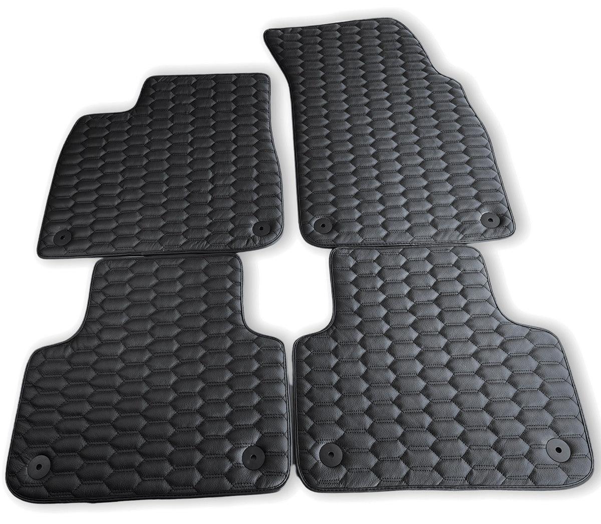 Custom Black Leather Floor Mats for Audi RS 6 C7 5-Door Estate (2013-2018)