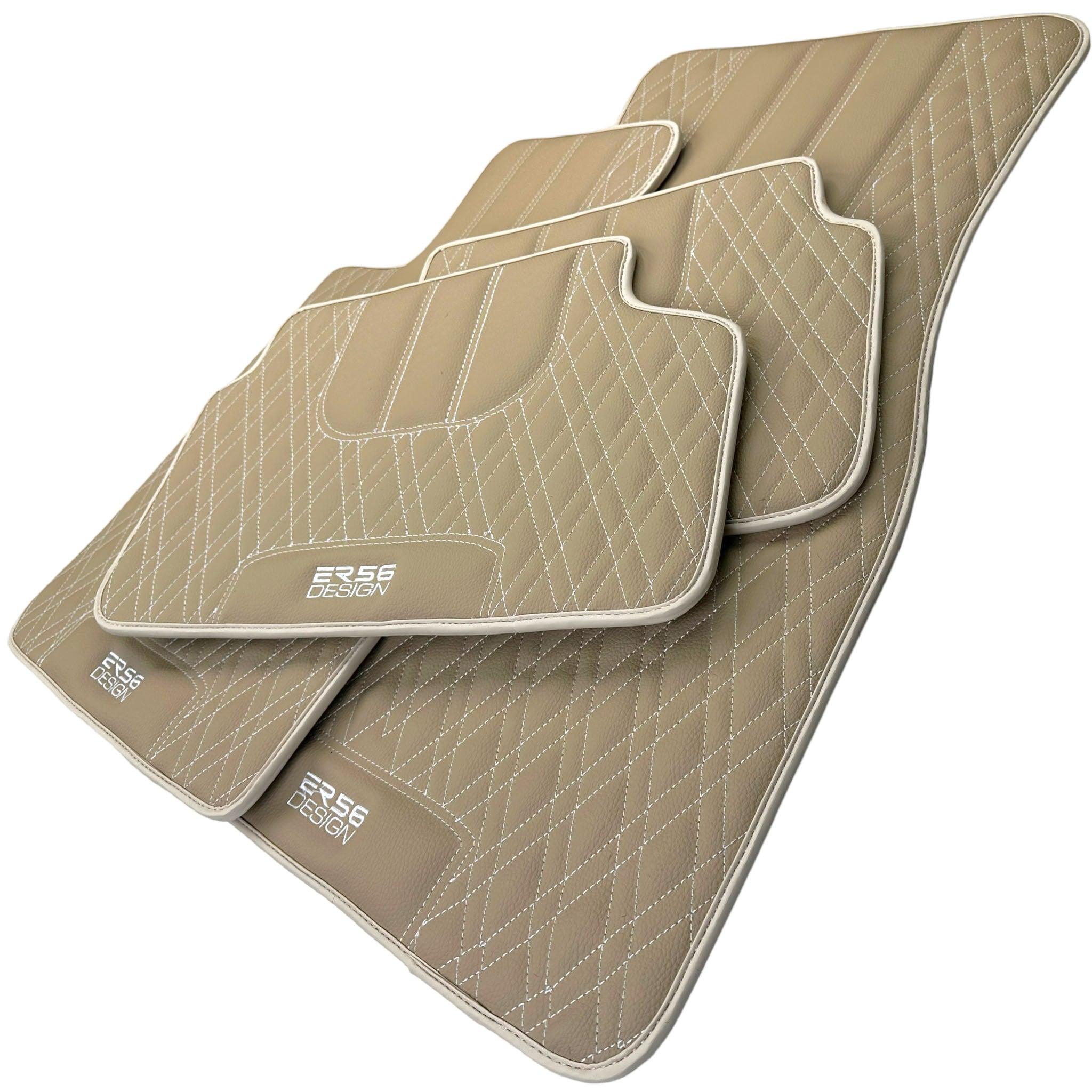 Beige Leather Floor Floor Mats For BMW X1 Series E84