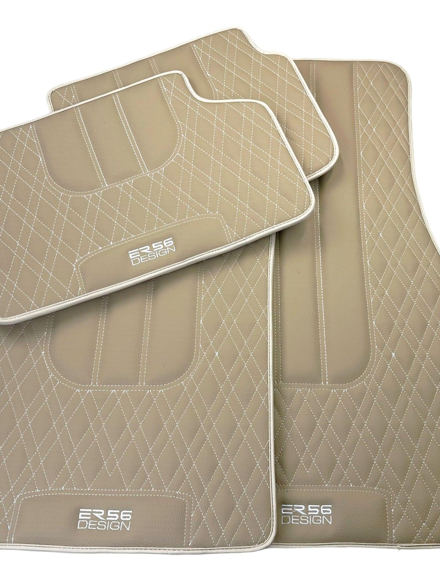 Beige Leather Floor Floor Mats For BMW X7 Series G07