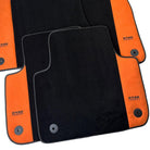 Black Floor Mats for Audi A1 - 5-door Hatchback (2019-2024) Orange Alcantara | ER56 Design