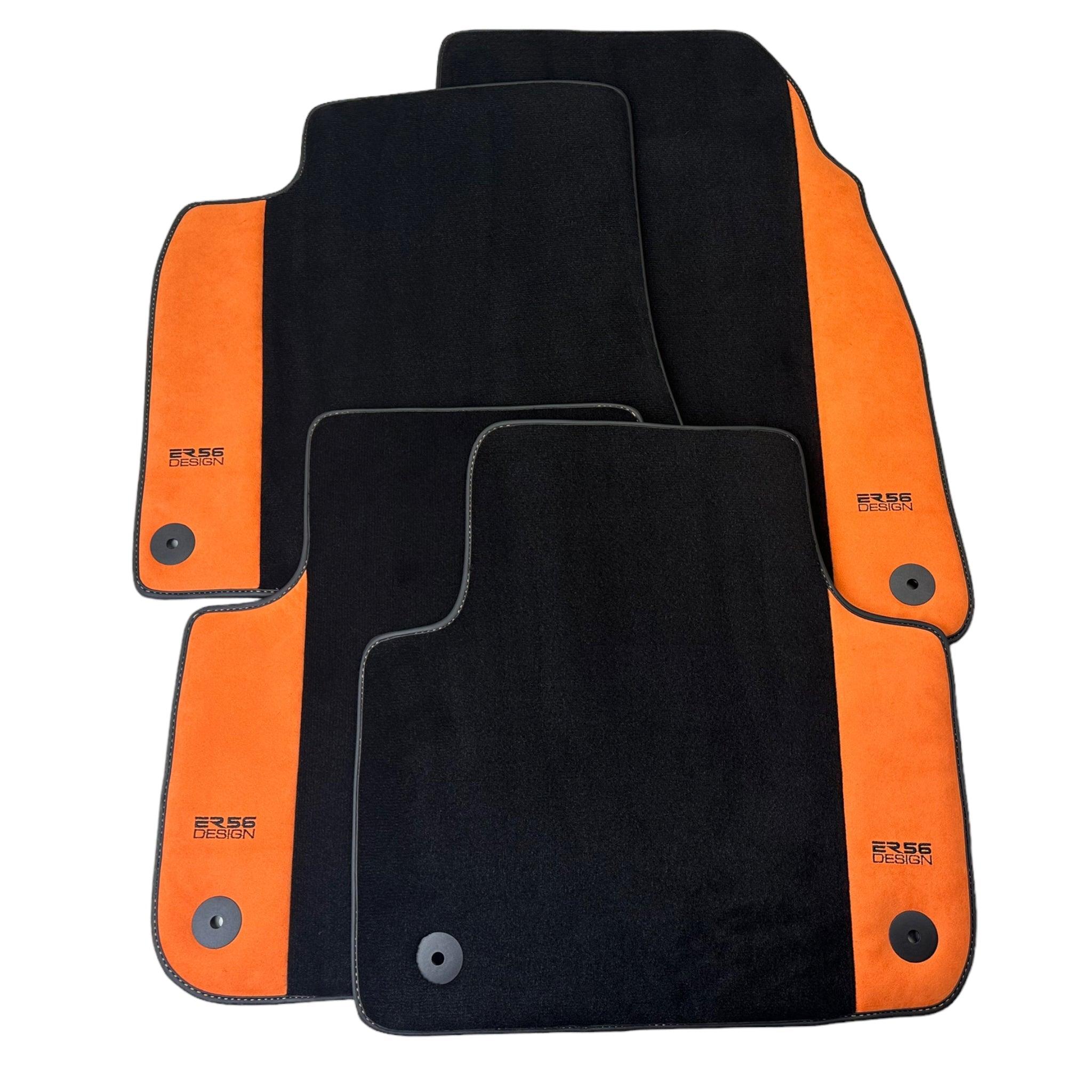 Black Floor Mats for Audi A4 - B5 Avant (1996 - 1999) Orange Alcantara | ER56 Design