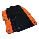 Black Floor Mats for Audi A8 D3 (2002-2010) Orange Alcantara | ER56 Design