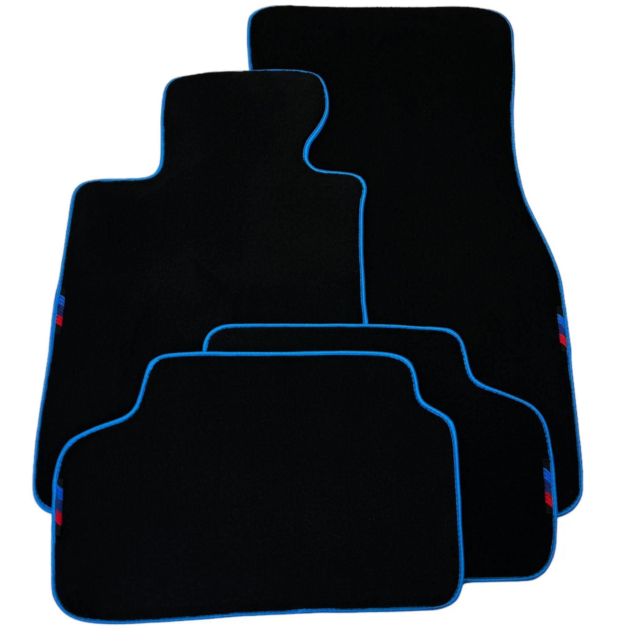 Black Floor Floor Mats For BMW 4 Series F32 | Sky Blue Trim