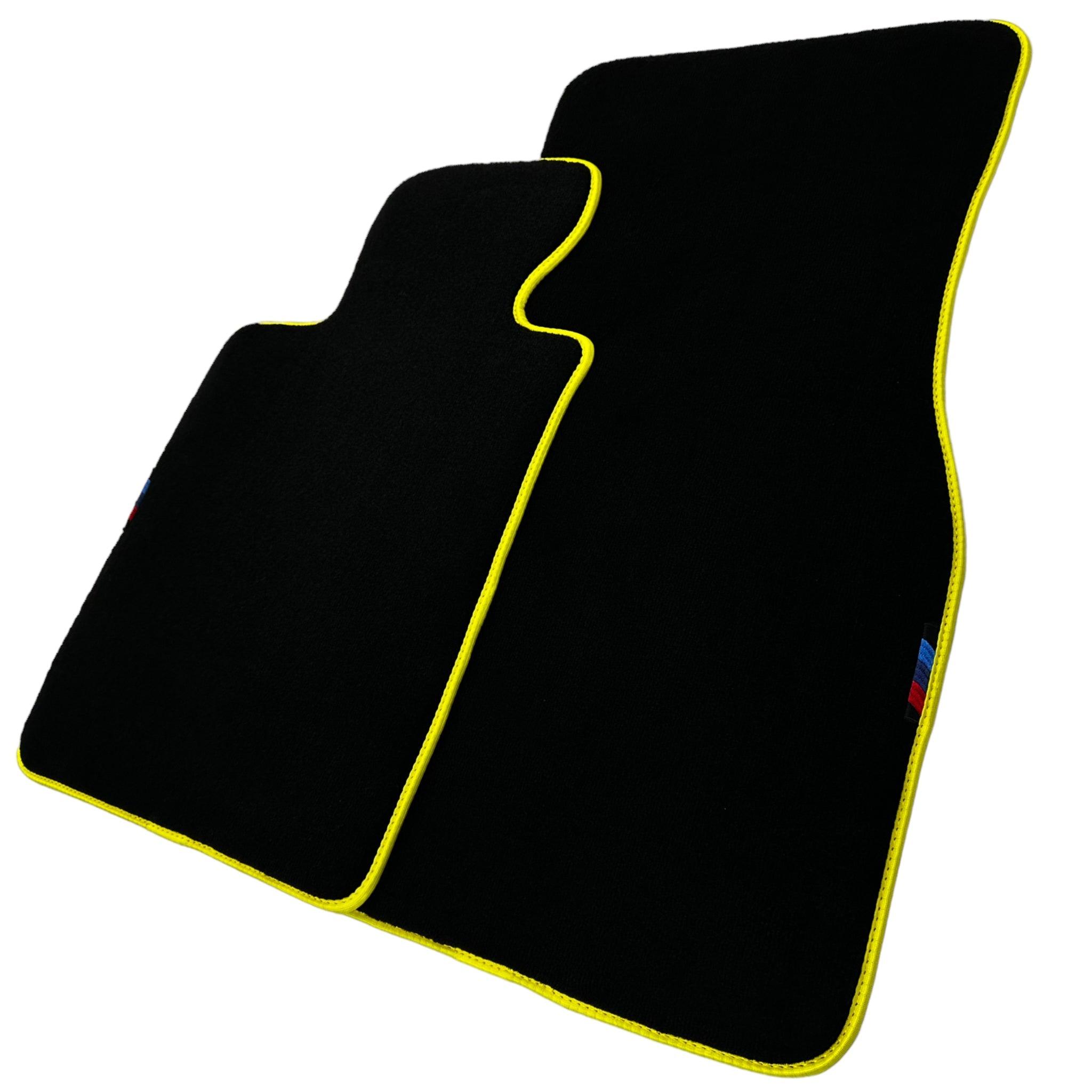 Black Floor Floor Mats For BMW 5 Series E39 | Fighter Jet Edition | Yellow Trim