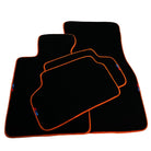 Black Floor Floor Mats For BMW 7 Series F01 | Fighter Jet Edition AutoWin Brand |Orange Trim