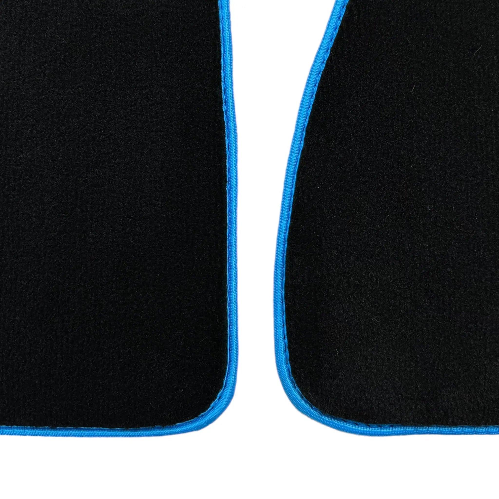 Black Floor Floor Mats For BMW M4 Series F83 | Fighter Jet Edition AutoWin Brand |Sky Blue Trim