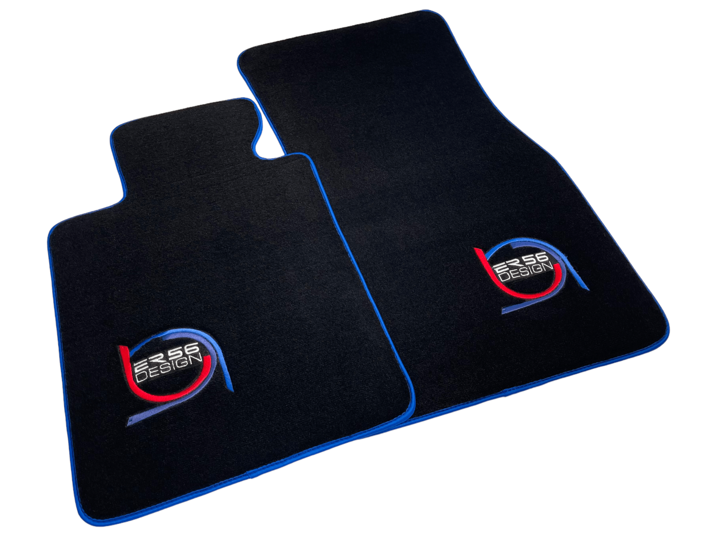 Black Floor Mats For BMW M5 Series F90 ER56 Design With Blue Trim - AutoWin