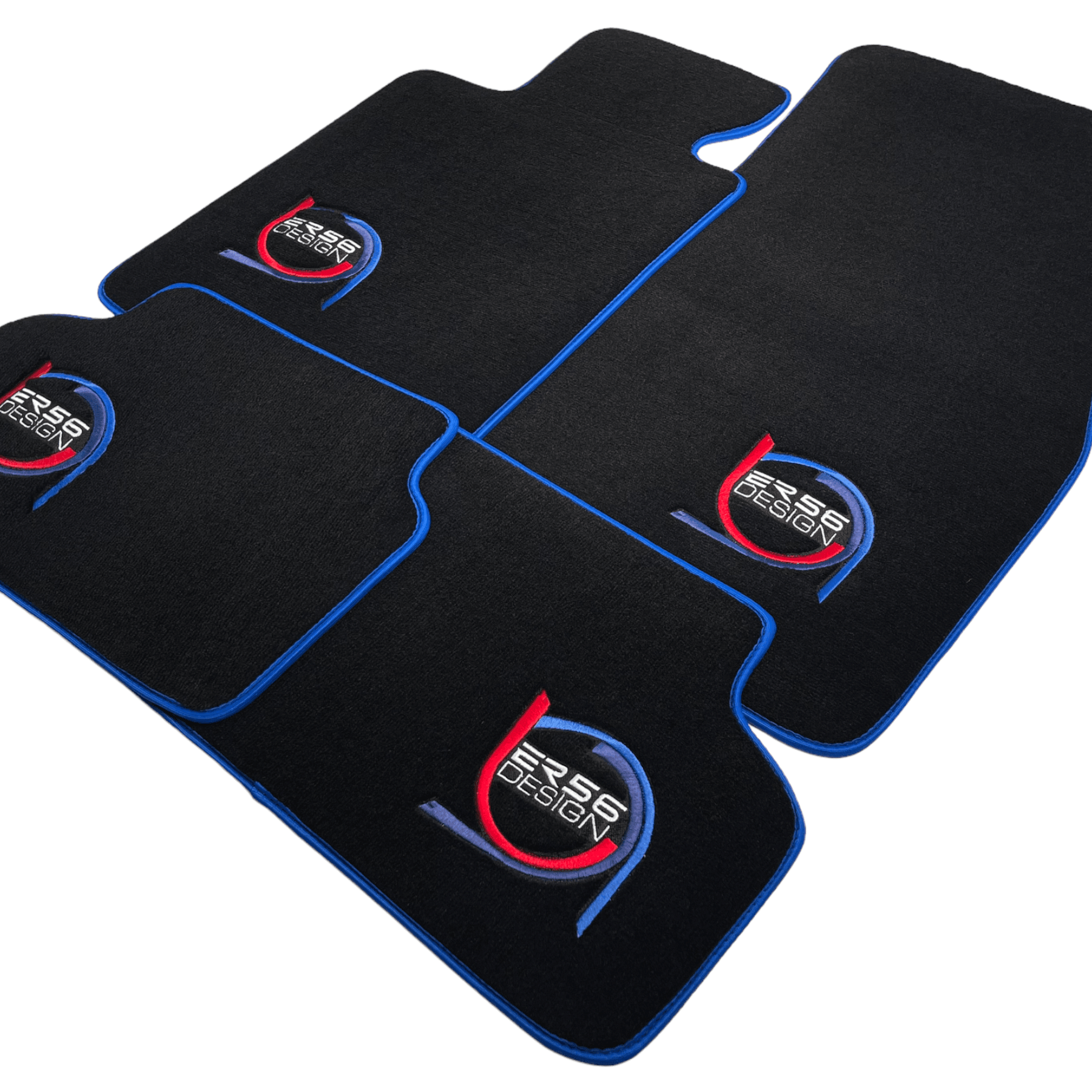 Black Floor Mats For BMW M6 E64 Convertible ER56 Design Limited Edition Blue Trim - AutoWin