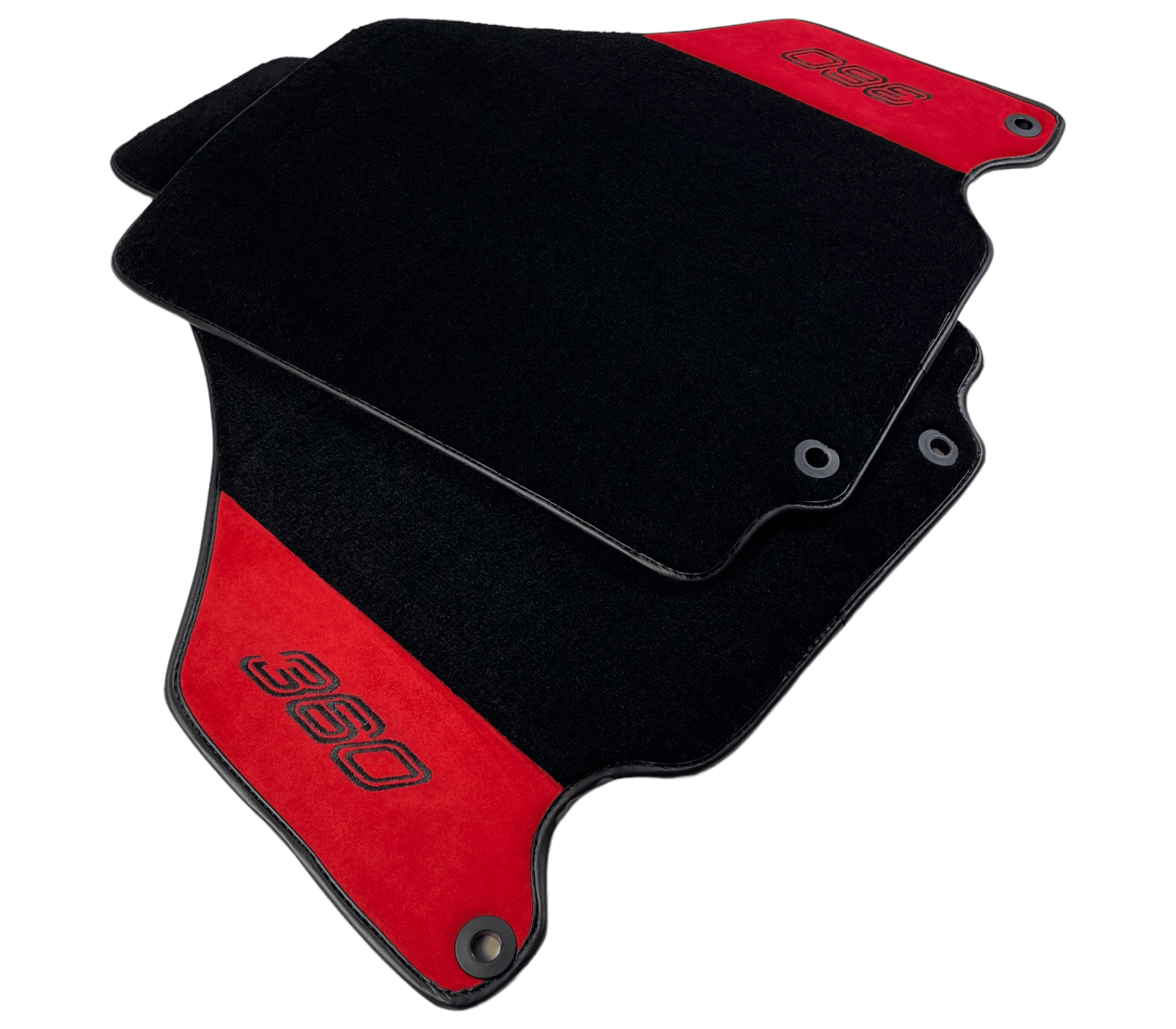 Black Floor Mats For Ferrari 360 Modena 1999-2005 With Red Alcantara Leather - AutoWin