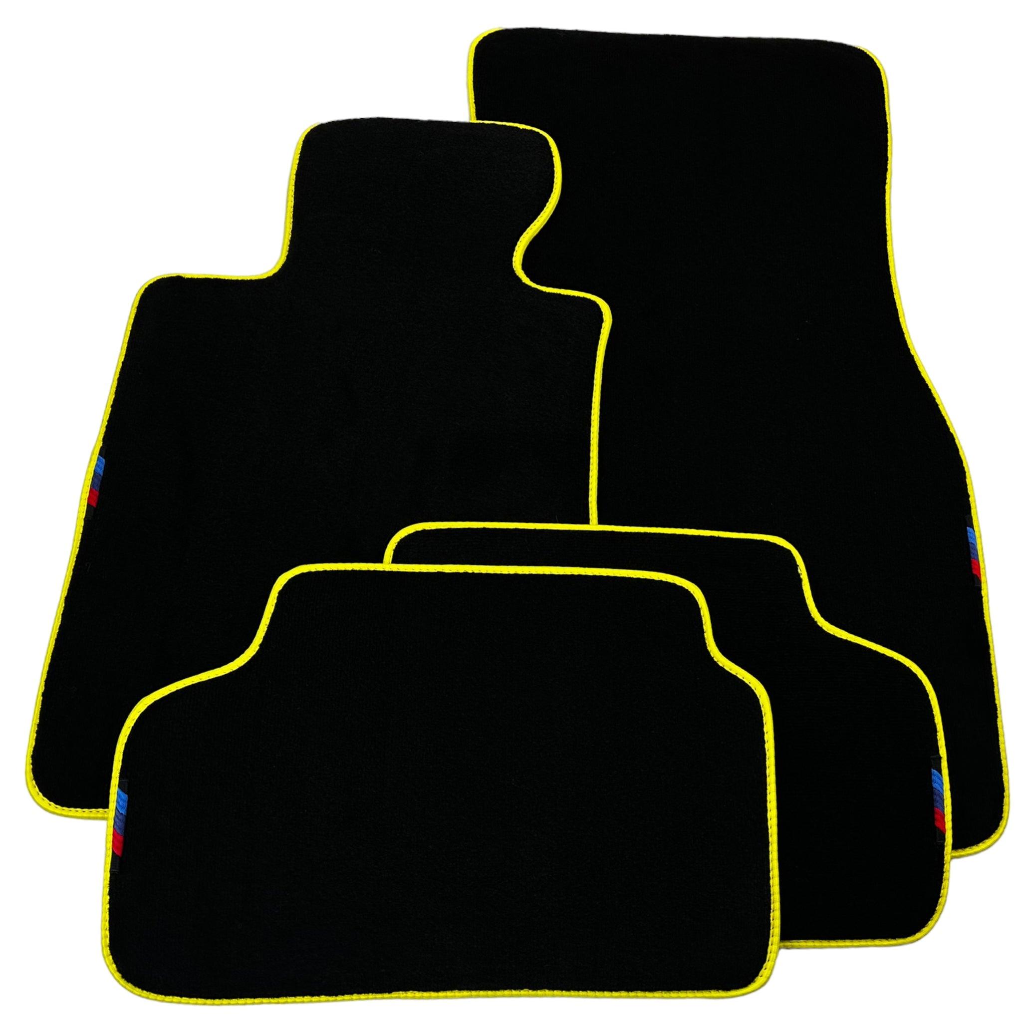 Black Floor Mats For BMW 5 Series G31 Wagon | Fighter Jet Edition | Yellow Trim