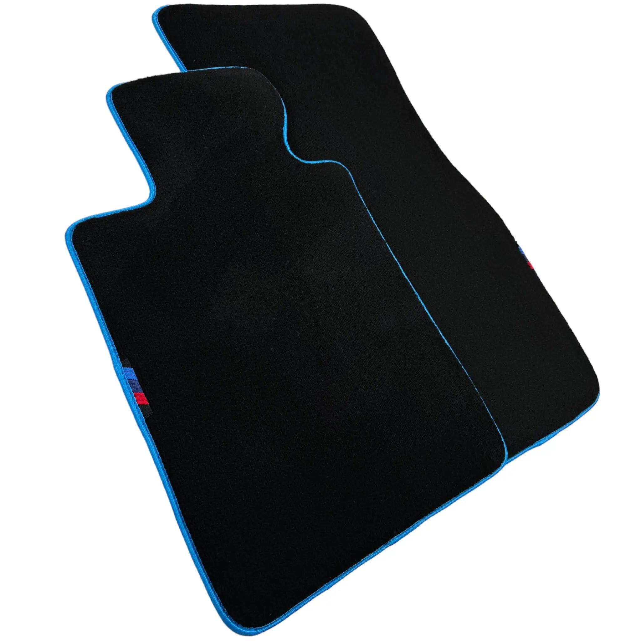 Black Floor Mats For BMW M5 E60 | Sky Blue Trim