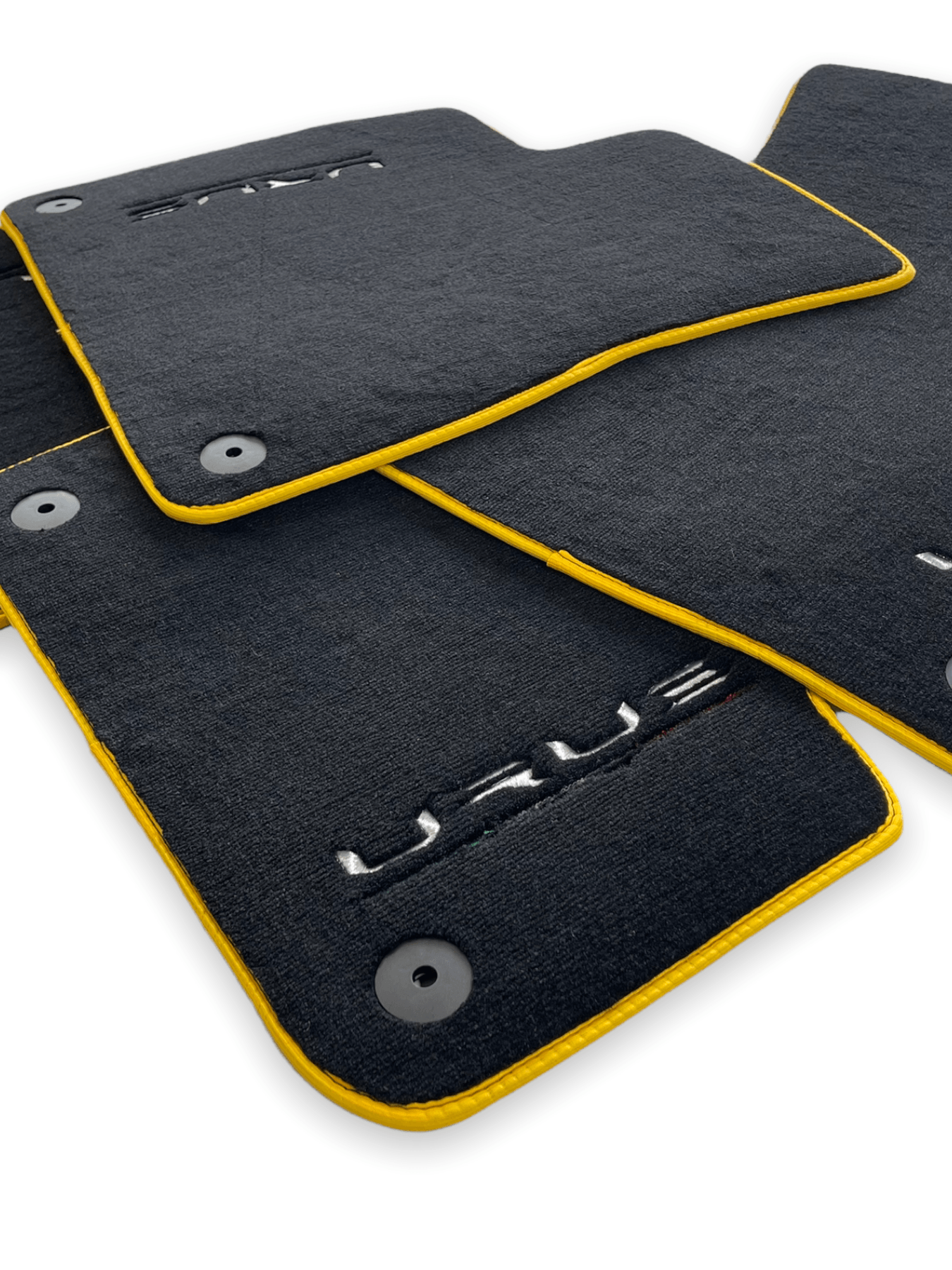 Floor Mats For Lamborghini Urus Black Tailored With Yellow Trim - AutoWin