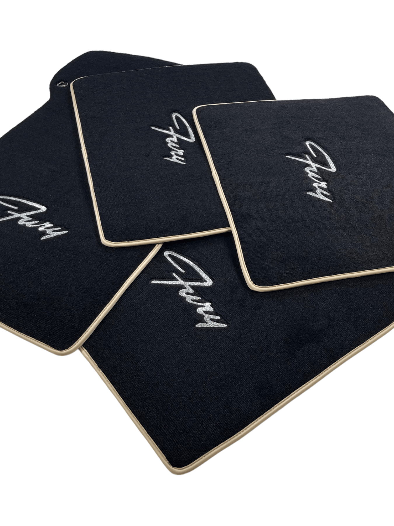 Floor Mats For Plymouth Fury 1957-1968 Black With Beige Trim - AutoWin