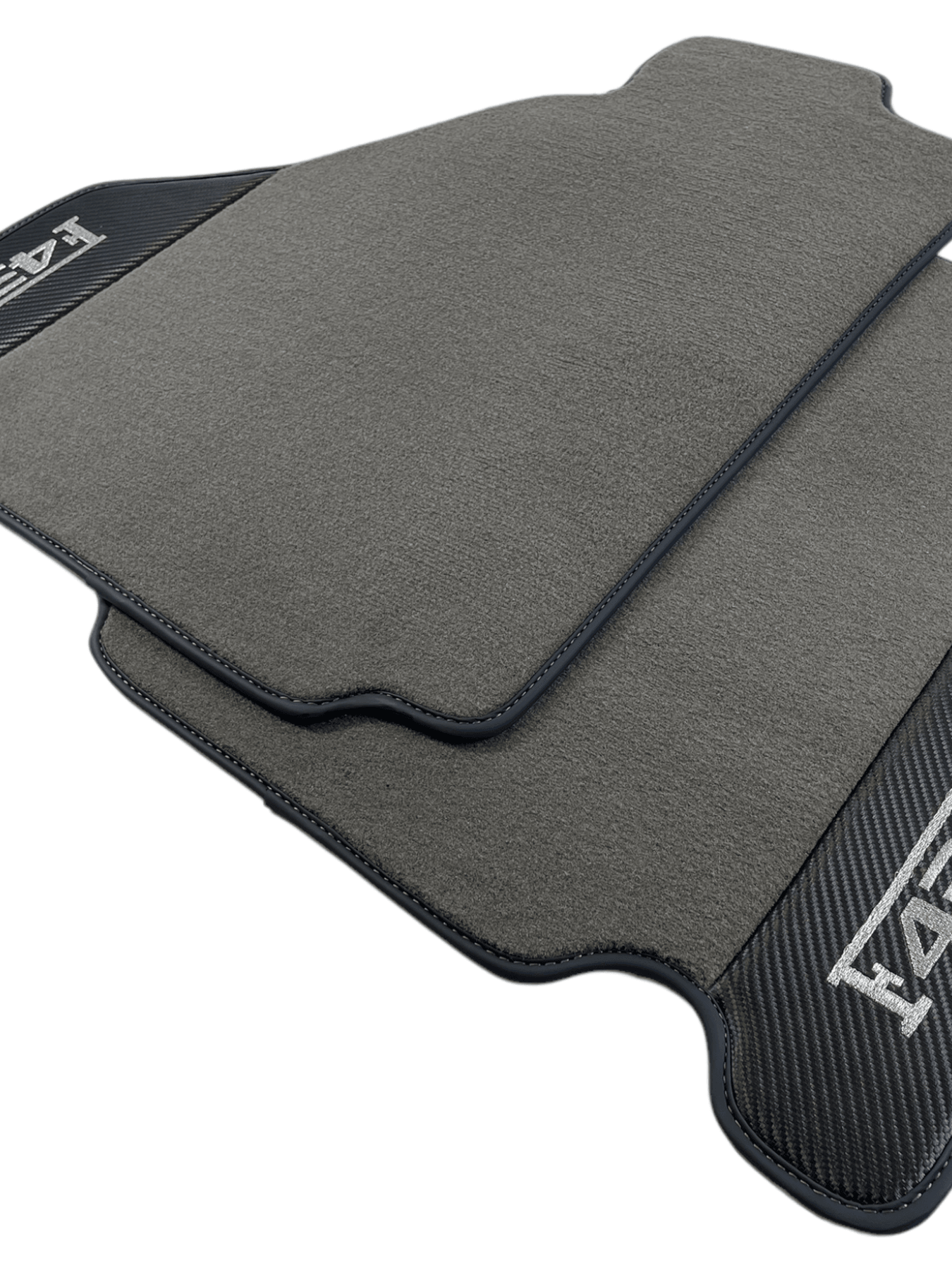 Gray Floor Mats For Ferrari F430 2004-2009 With Carbon Fiber Leather - AutoWin