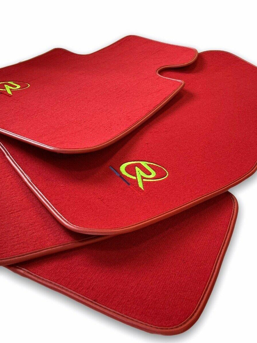 Red Floor Mats For BMW 5 Series G30 ROVBUT Brand Tailored Set Perfect Fit Green SNIP Collection - AutoWin